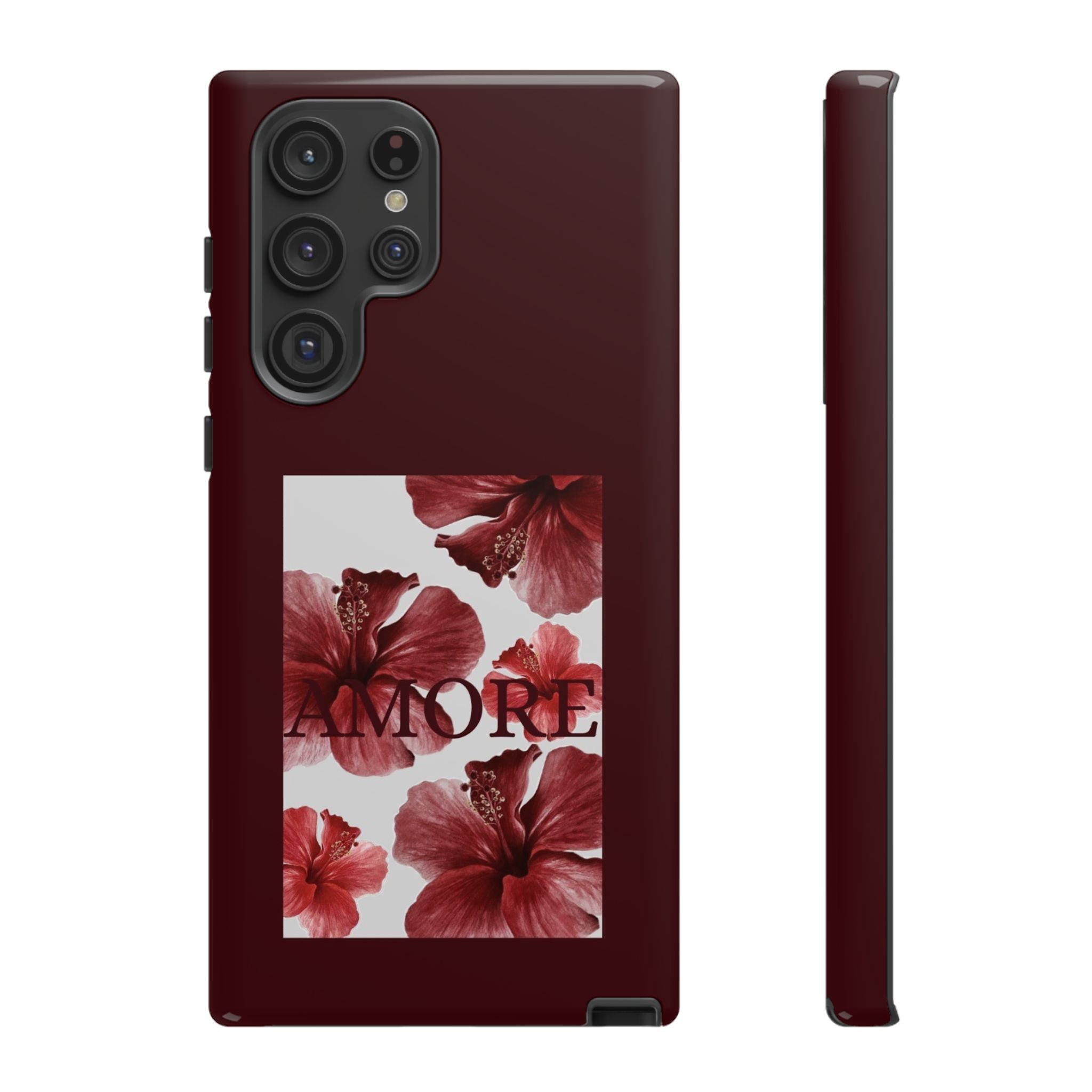 Amore Floral Phone Case — Burgundy Tough Protective Cover