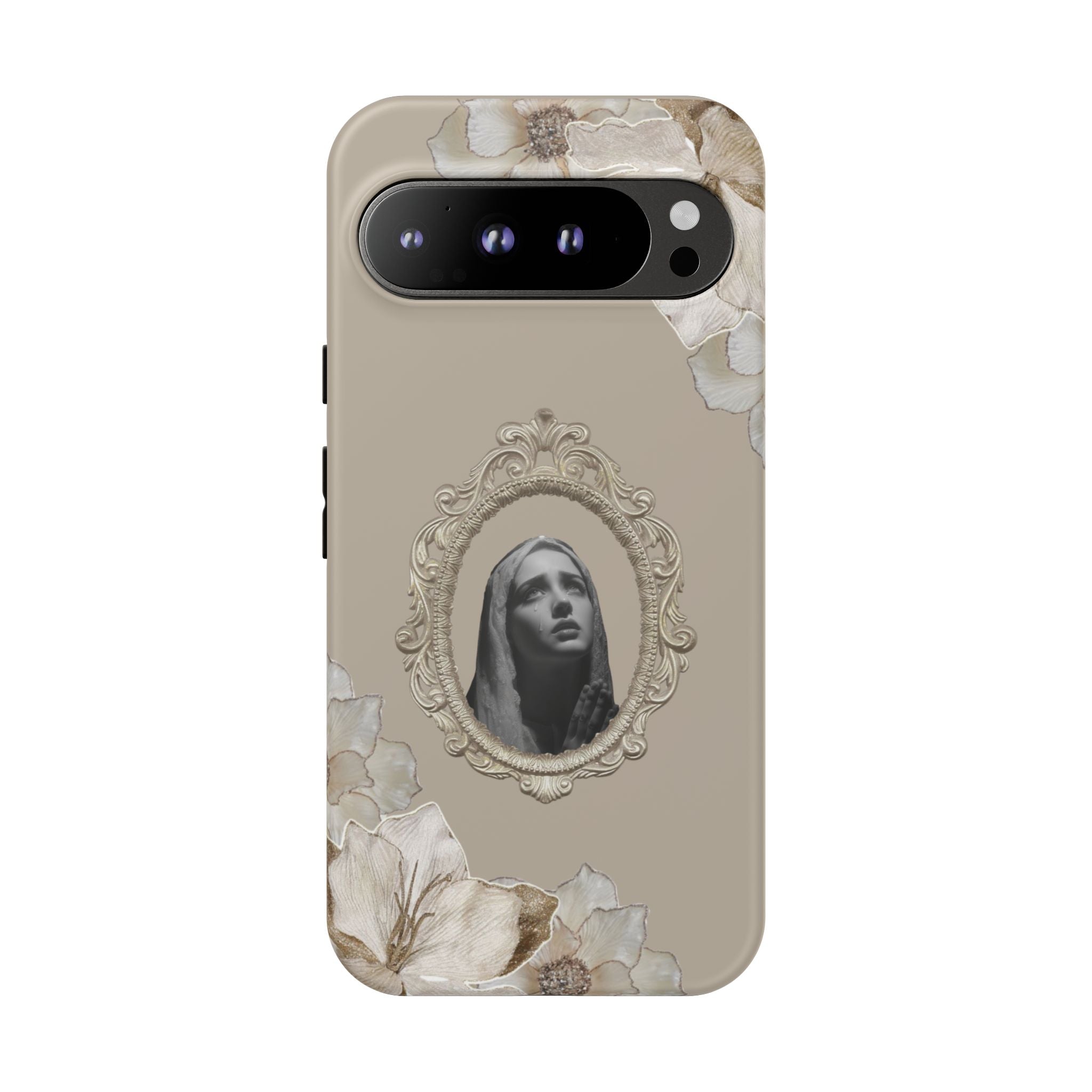 Vintage Floral Phone Case with Sacred Madonna Portrait