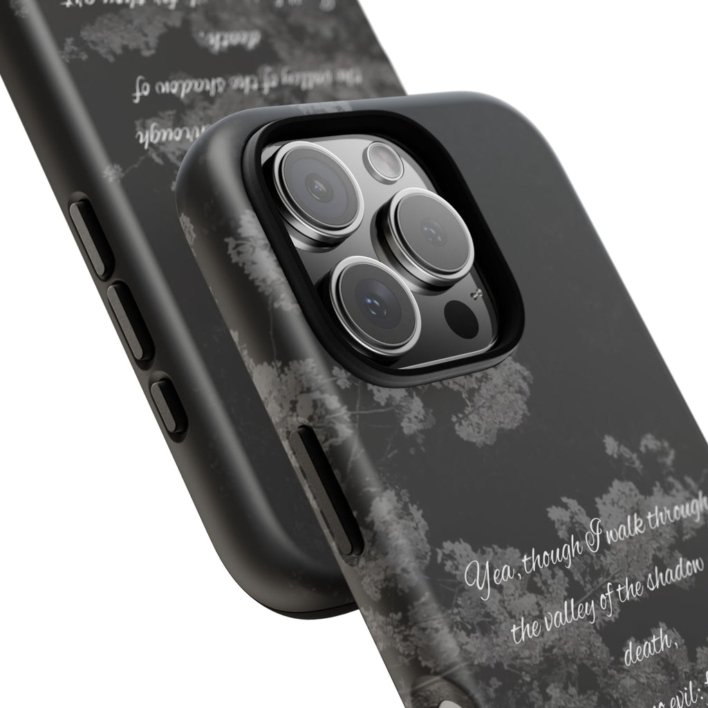 Bible Verse Phone Case — Psalm 23:4 Comfort Black Protective Cover