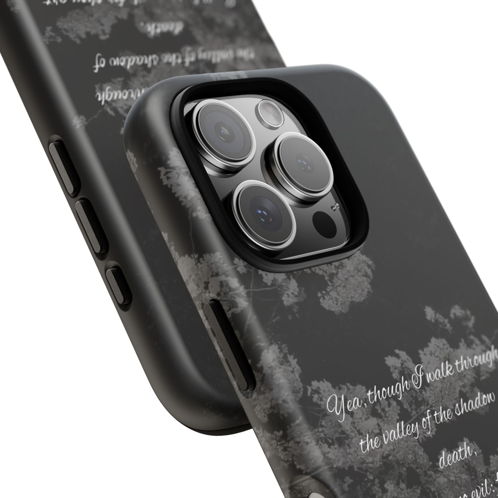 Bible Verse Phone Case — Psalm 23:4 Comfort Black Protective Cover