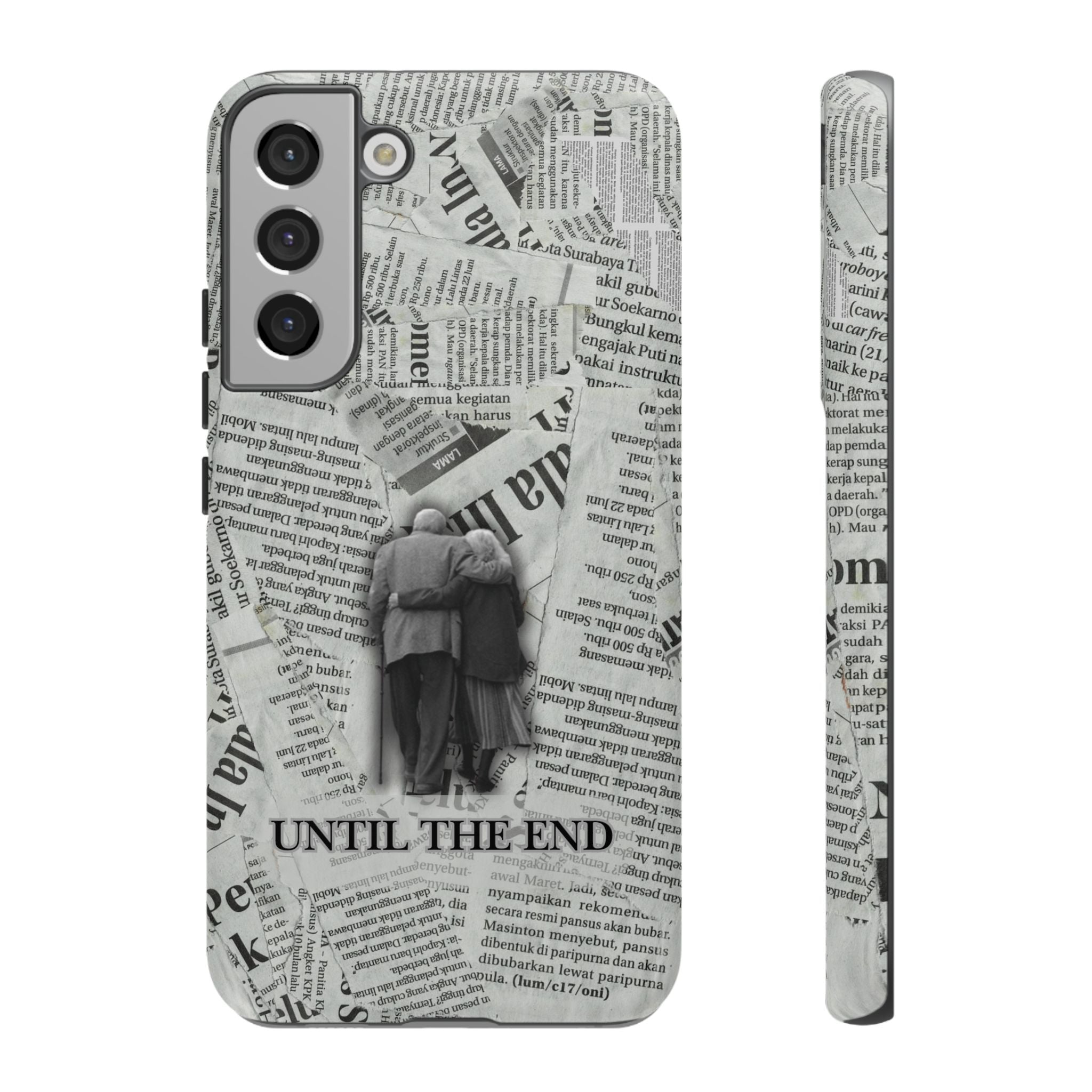 Until the End Newspaper Collage Phone Case