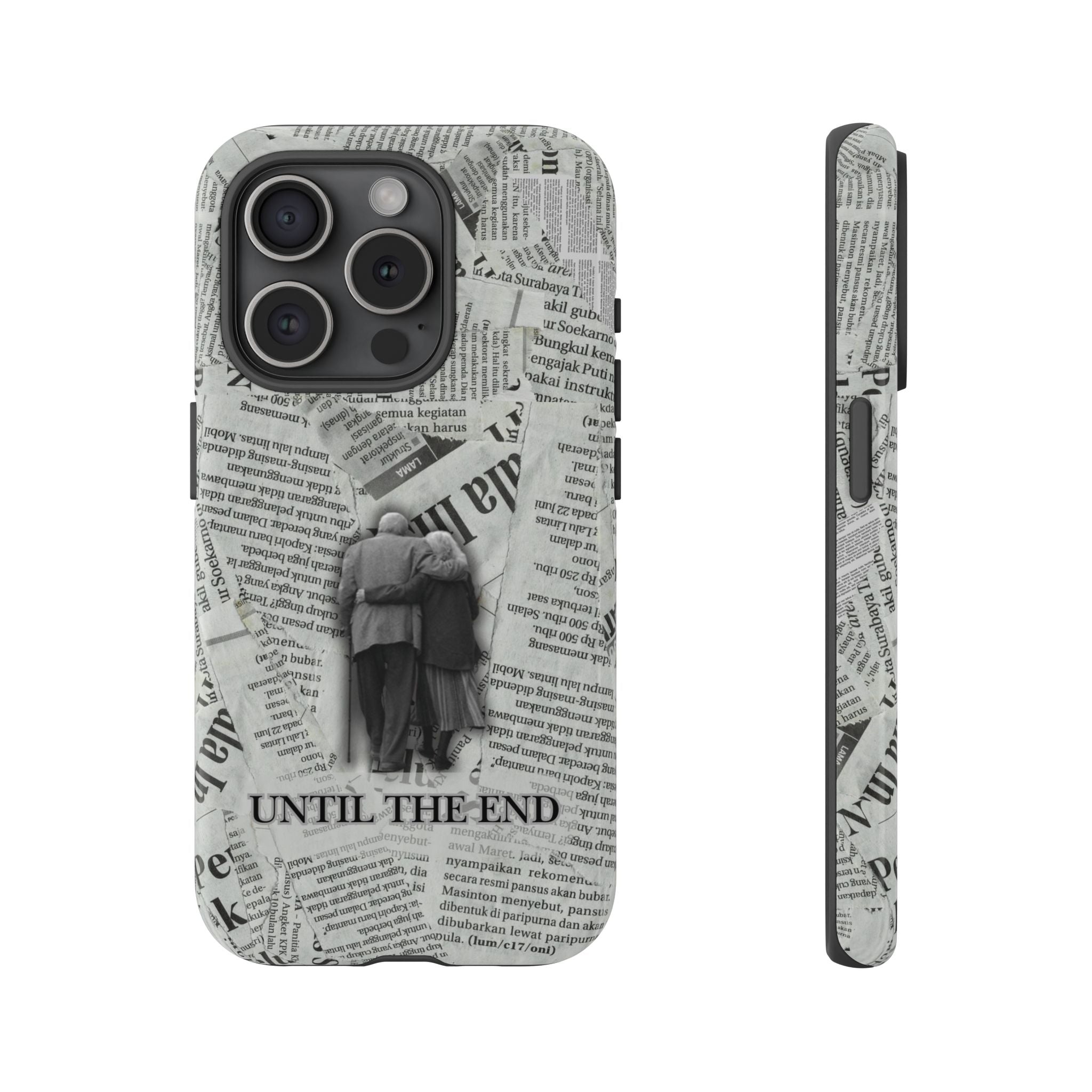 Until the End Newspaper Collage Phone Case