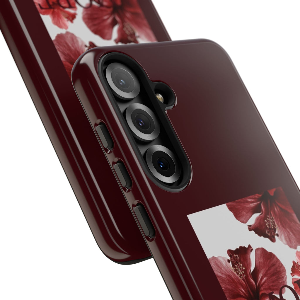 Amore Floral Phone Case — Burgundy Tough Protective Cover