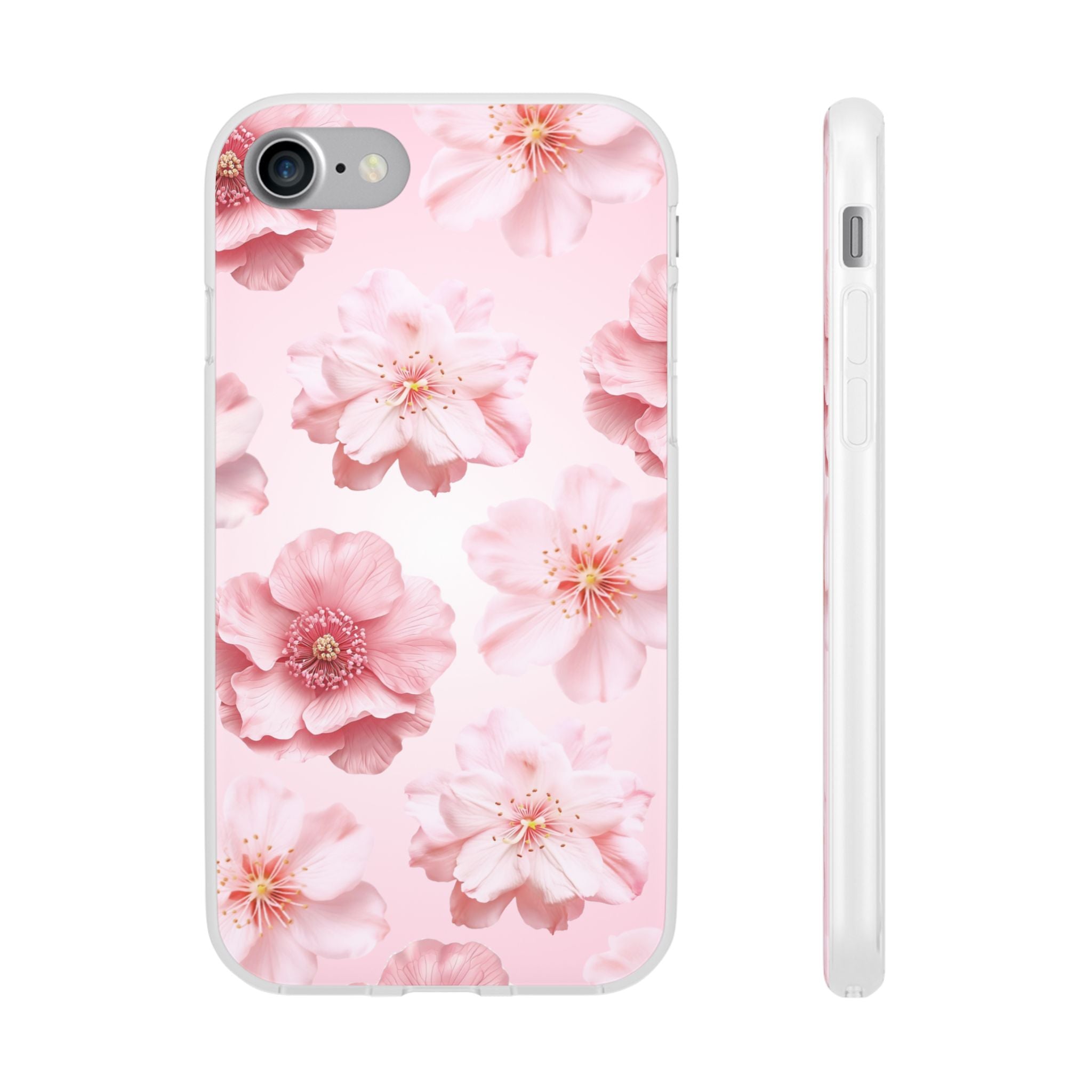 Pink Cherry Blossom Phone Case — Floral Slim Flexi Case for iPhone