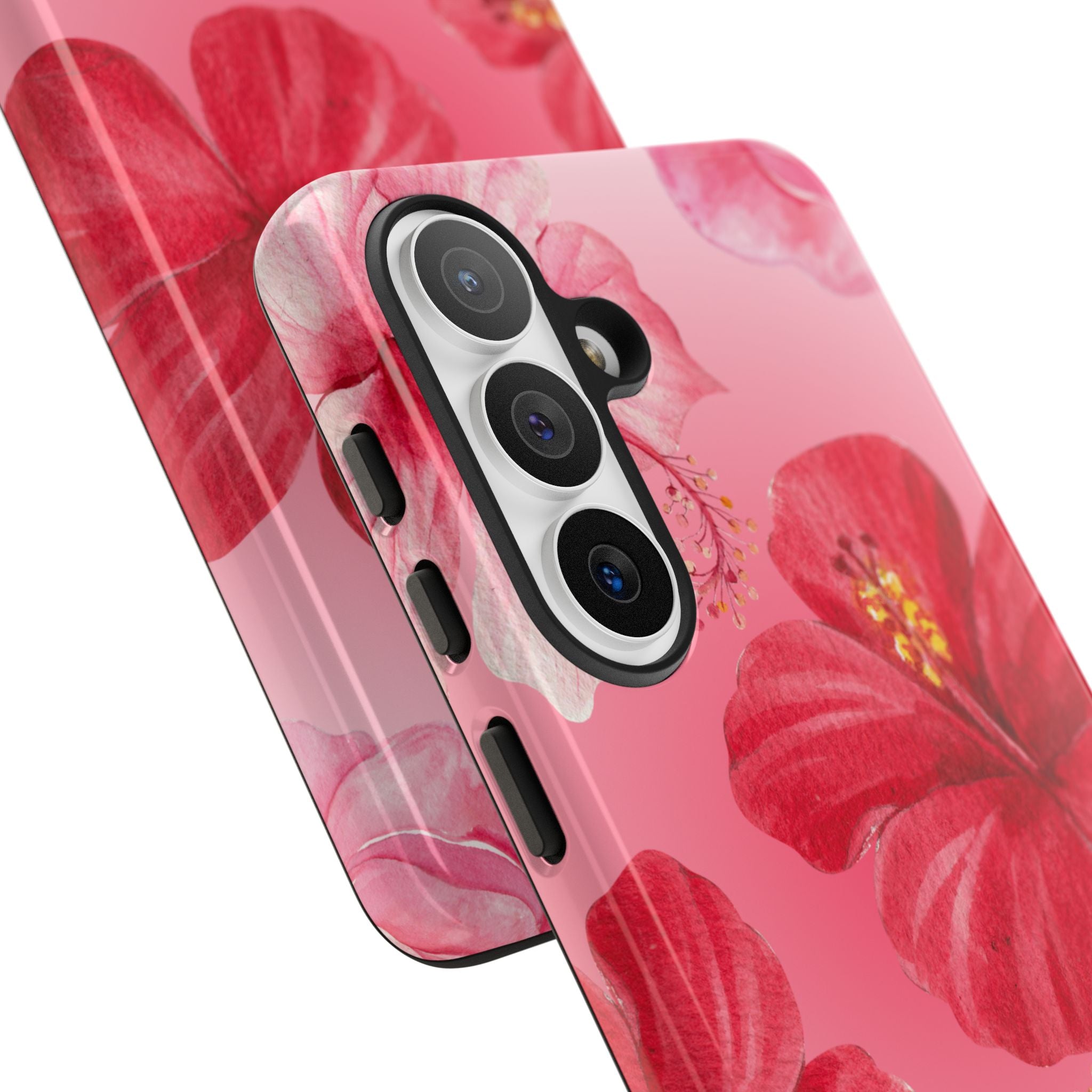 Hibiscus Pink Tough Phone Case — Floral Tropical Protective Cover