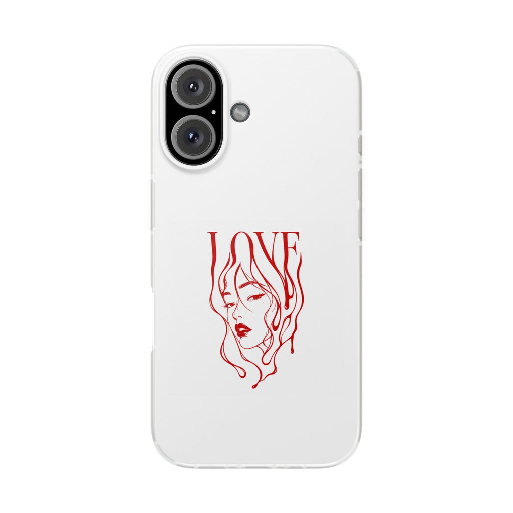 Red Line Art 'LOVE'  Face Design - Flexi Case