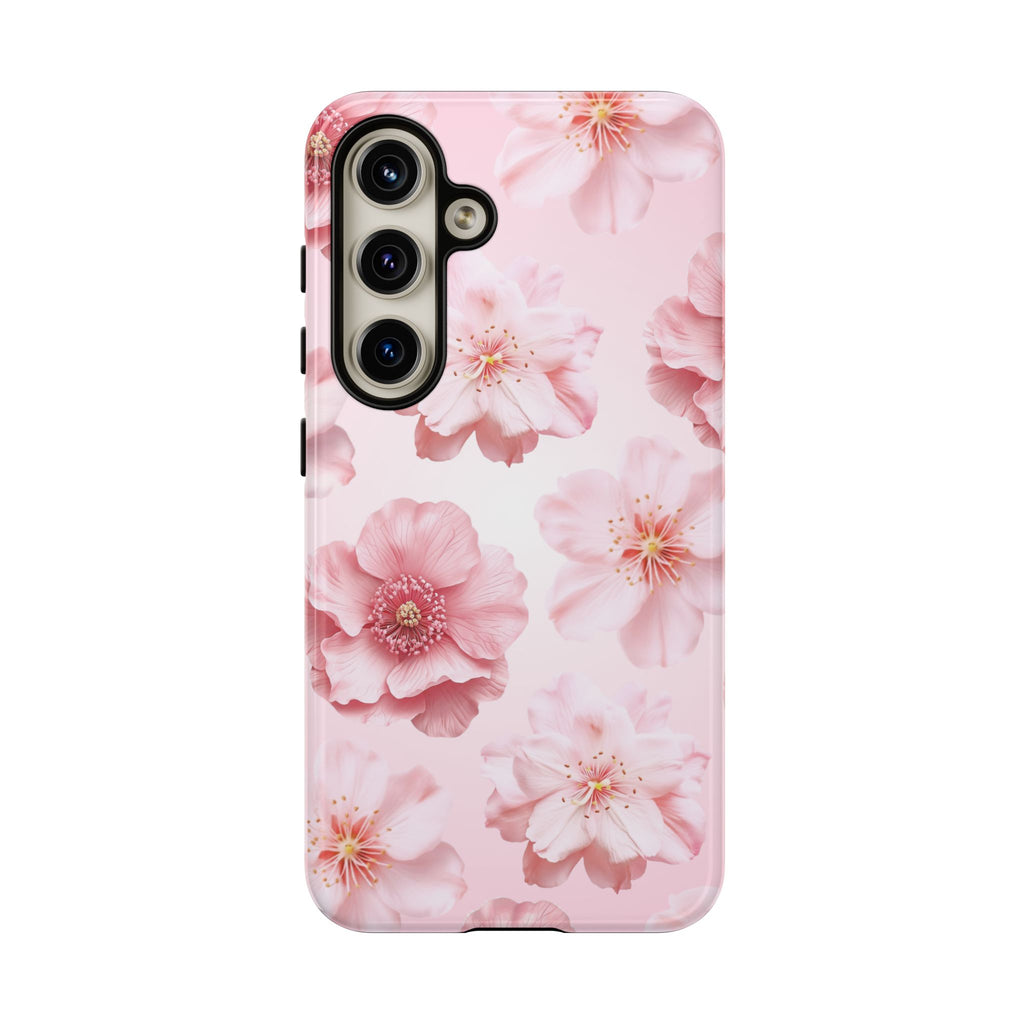 Pink Floral Tough Phone Case — Protective Sakura Blossom Design