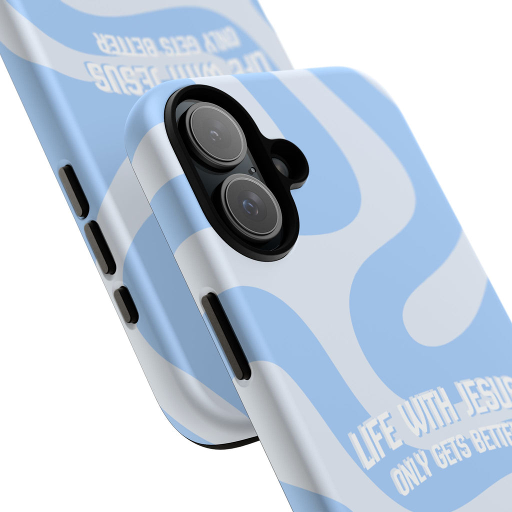 Blue Swirl Phone Case - "Life With Jesus Only Gets Better" Christian iPhone Cover