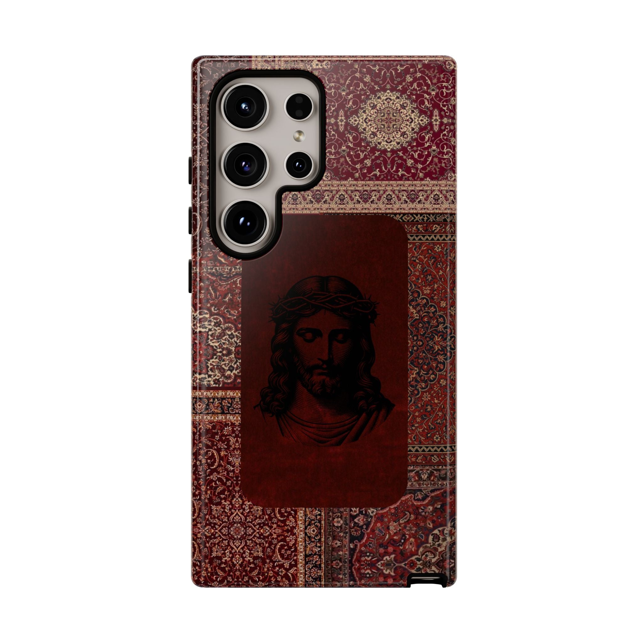Religious Vintage Rug Phone Case — Jesus Portrait Tough Case