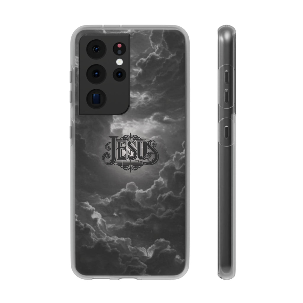 Jesus Cloud Phone Case — Faith-Inspired Flexi Case with 'Jesus' Script