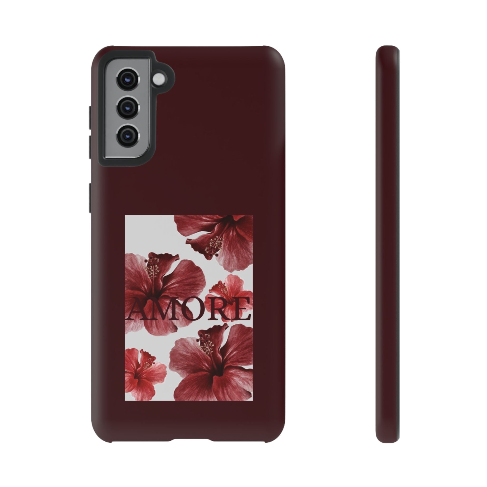 Amore Floral Phone Case — Burgundy Tough Protective Cover