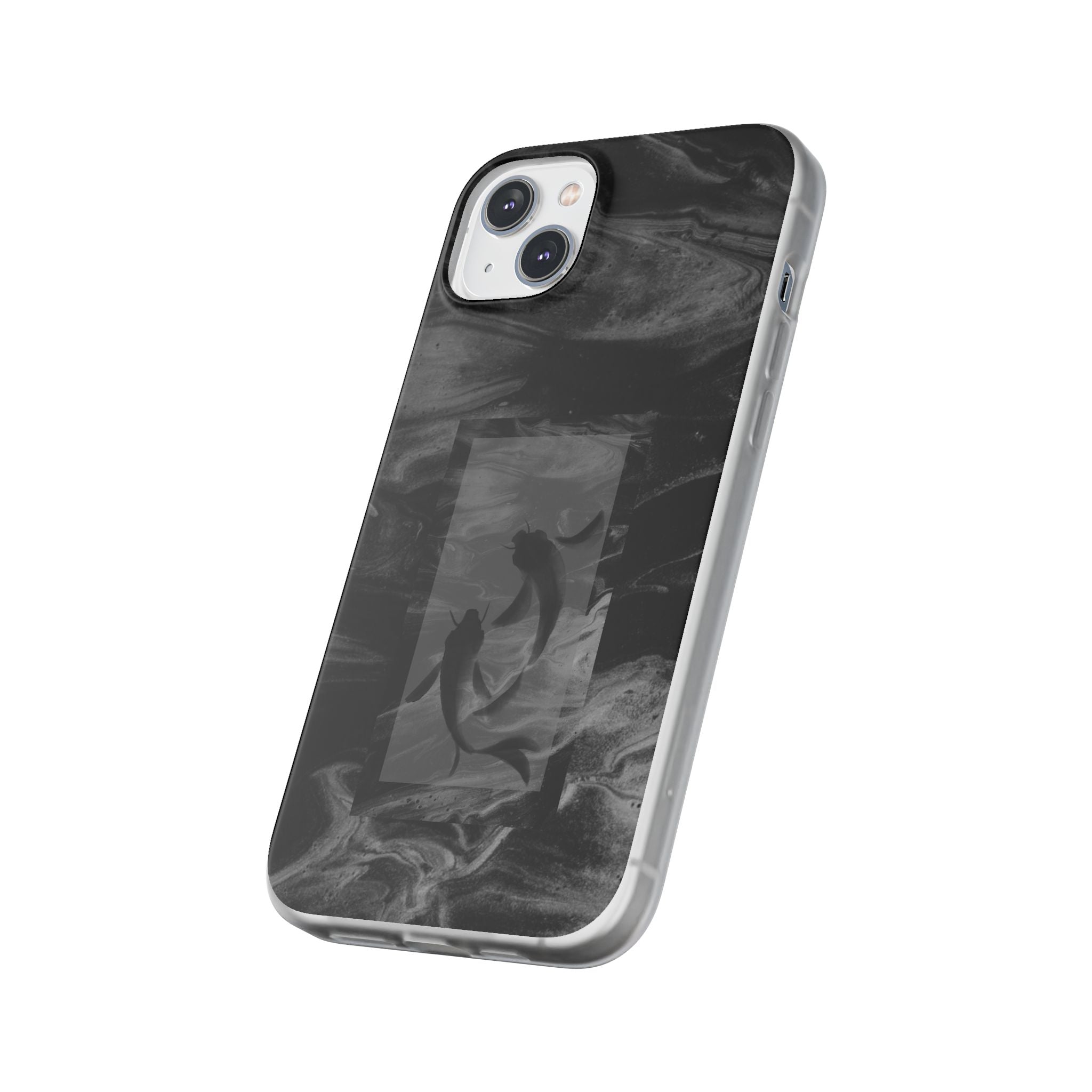 Black Koi Phone Case — Minimalist Monochrome Fish Design