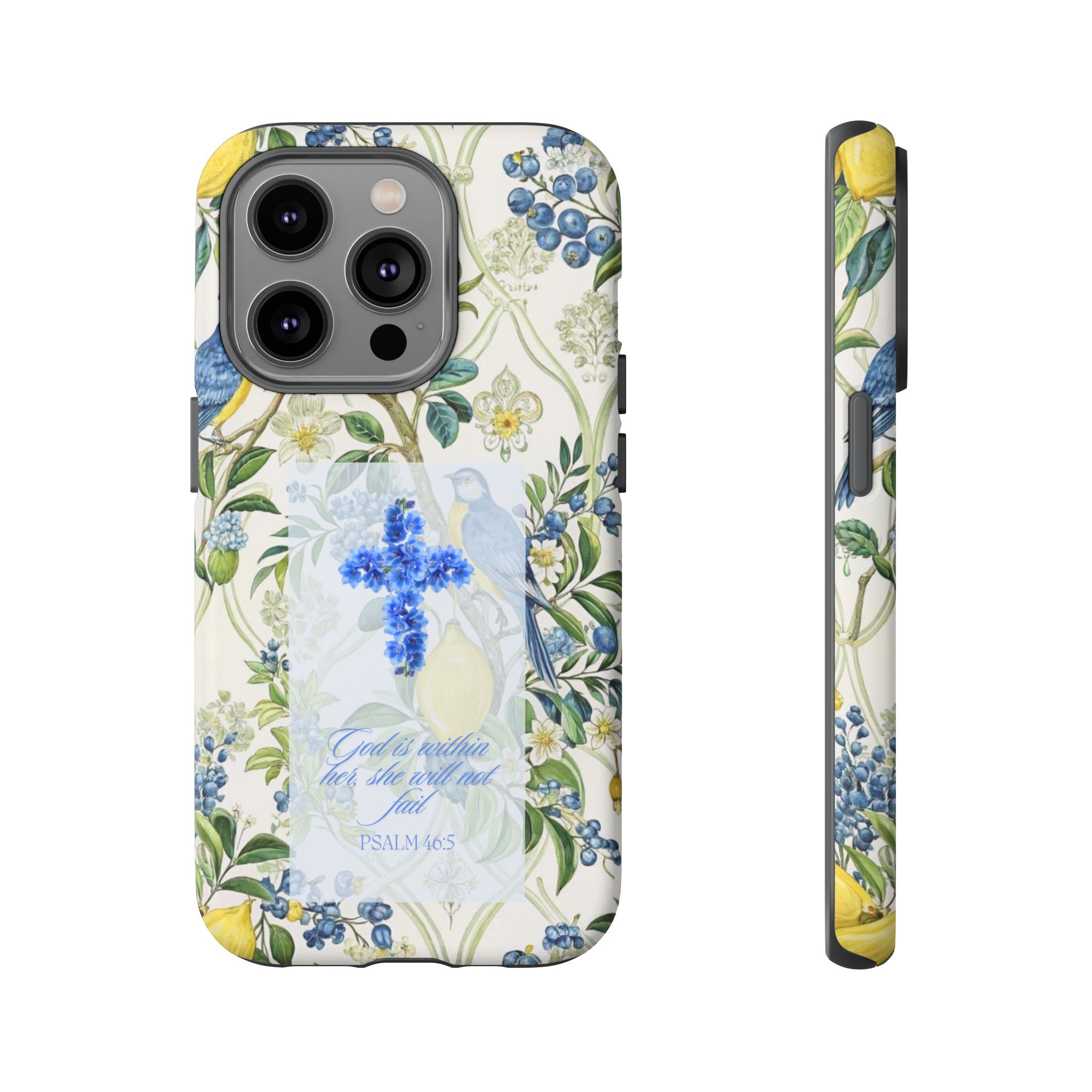 Floral Cross Tough Phone Case — Psalms Blessing Protective Cover