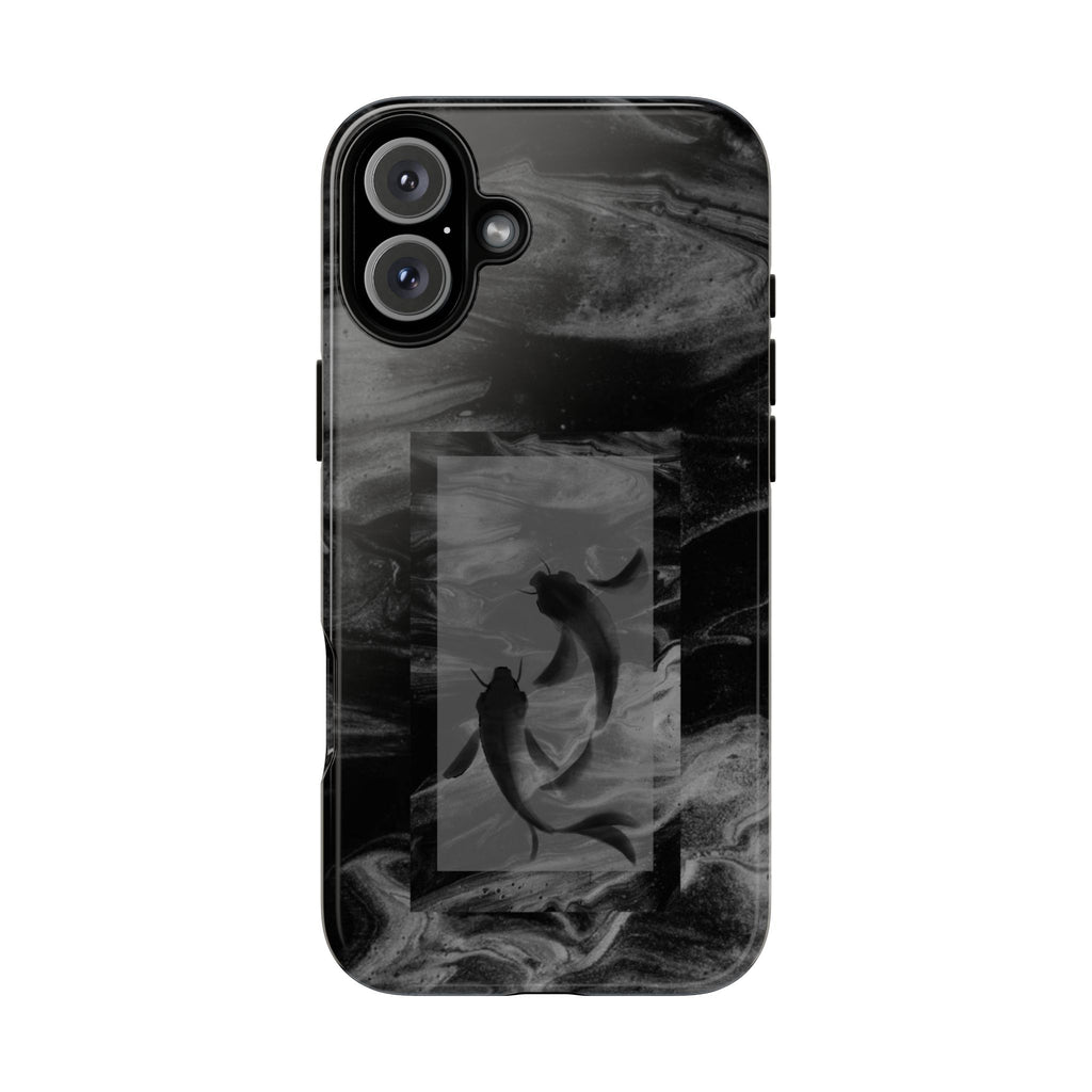 Koi Yin-Yang Marble Phone Case – Black Smoky Art Protection