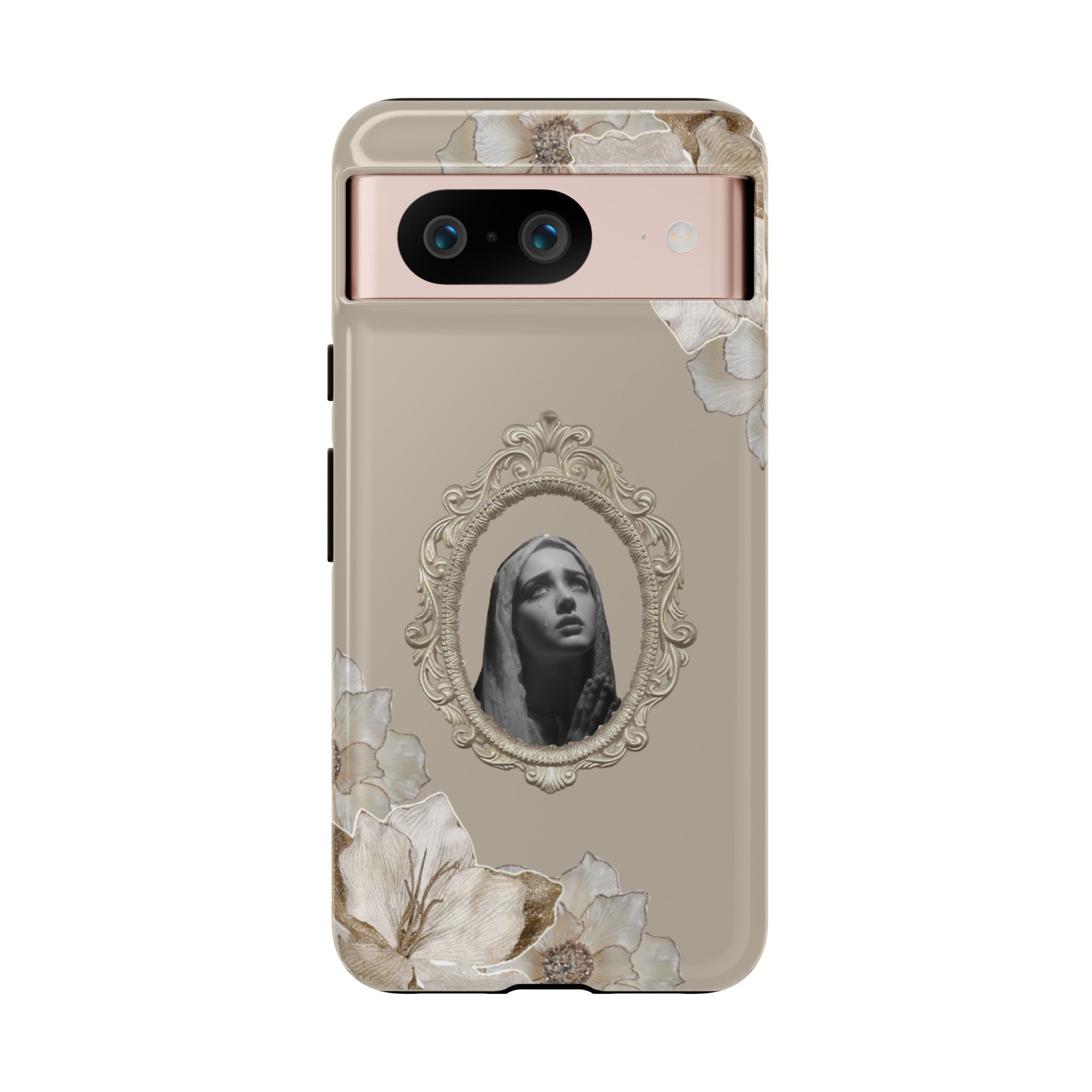 Vintage Floral Phone Case with Sacred Madonna Portrait
