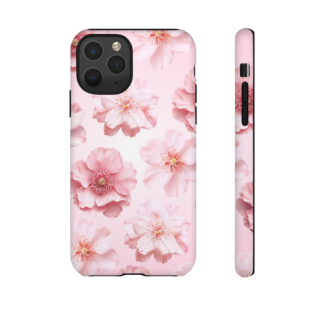 Pink Floral Tough Phone Case — Protective Sakura Blossom Design