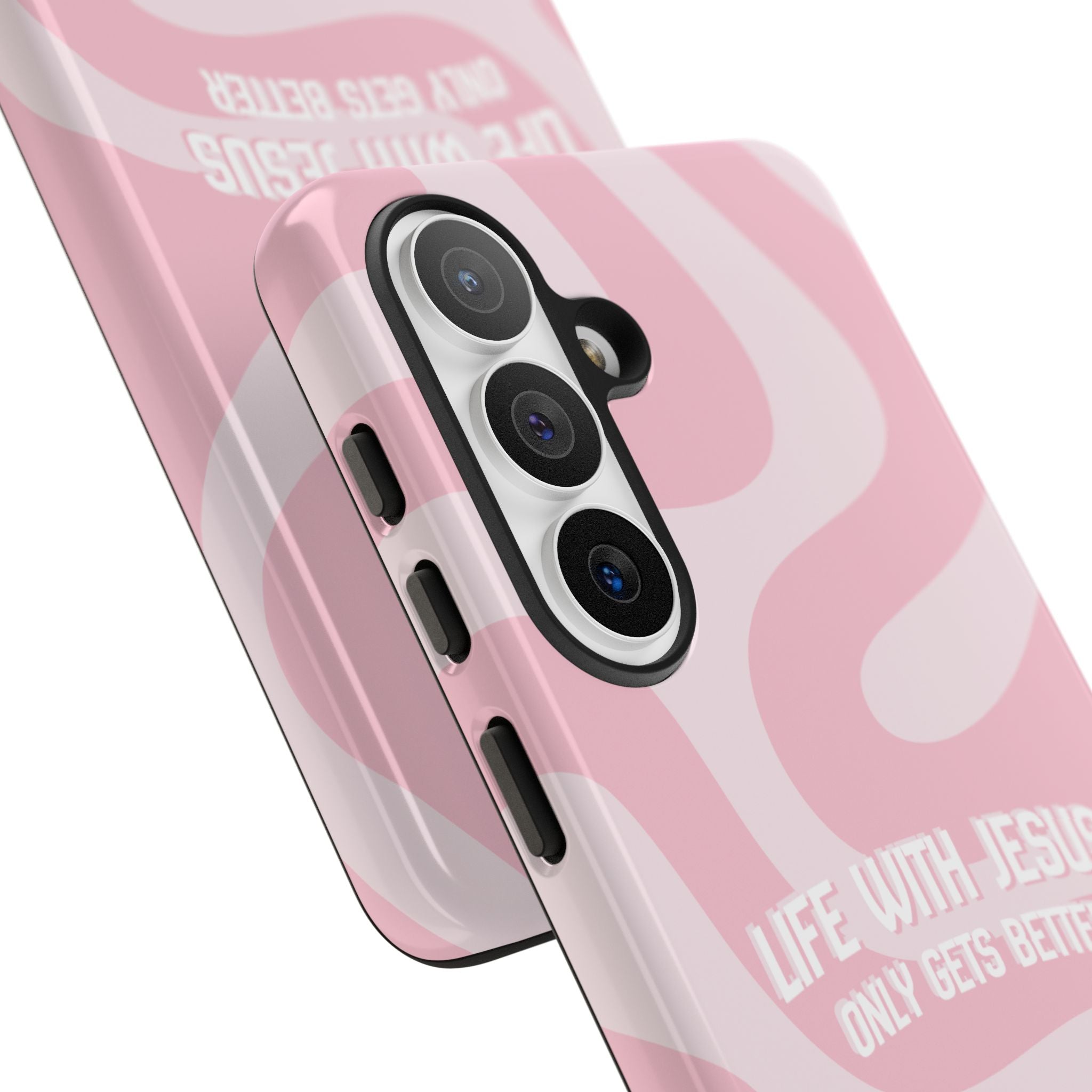 Pink Swirl Phone Case - "Life With Jesus Only Gets Better" Christian iPhone Cover