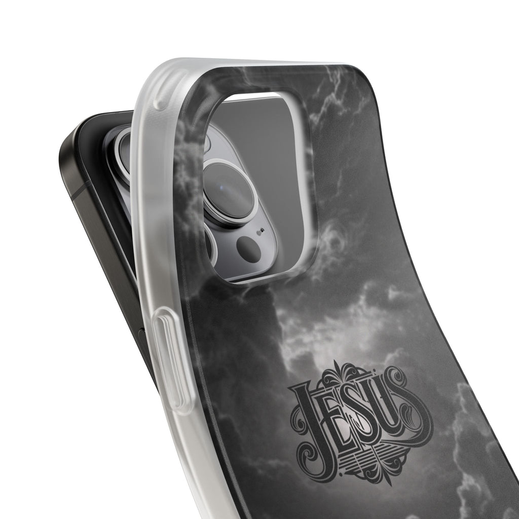 Jesus Cloud Phone Case — Faith-Inspired Flexi Case with 'Jesus' Script