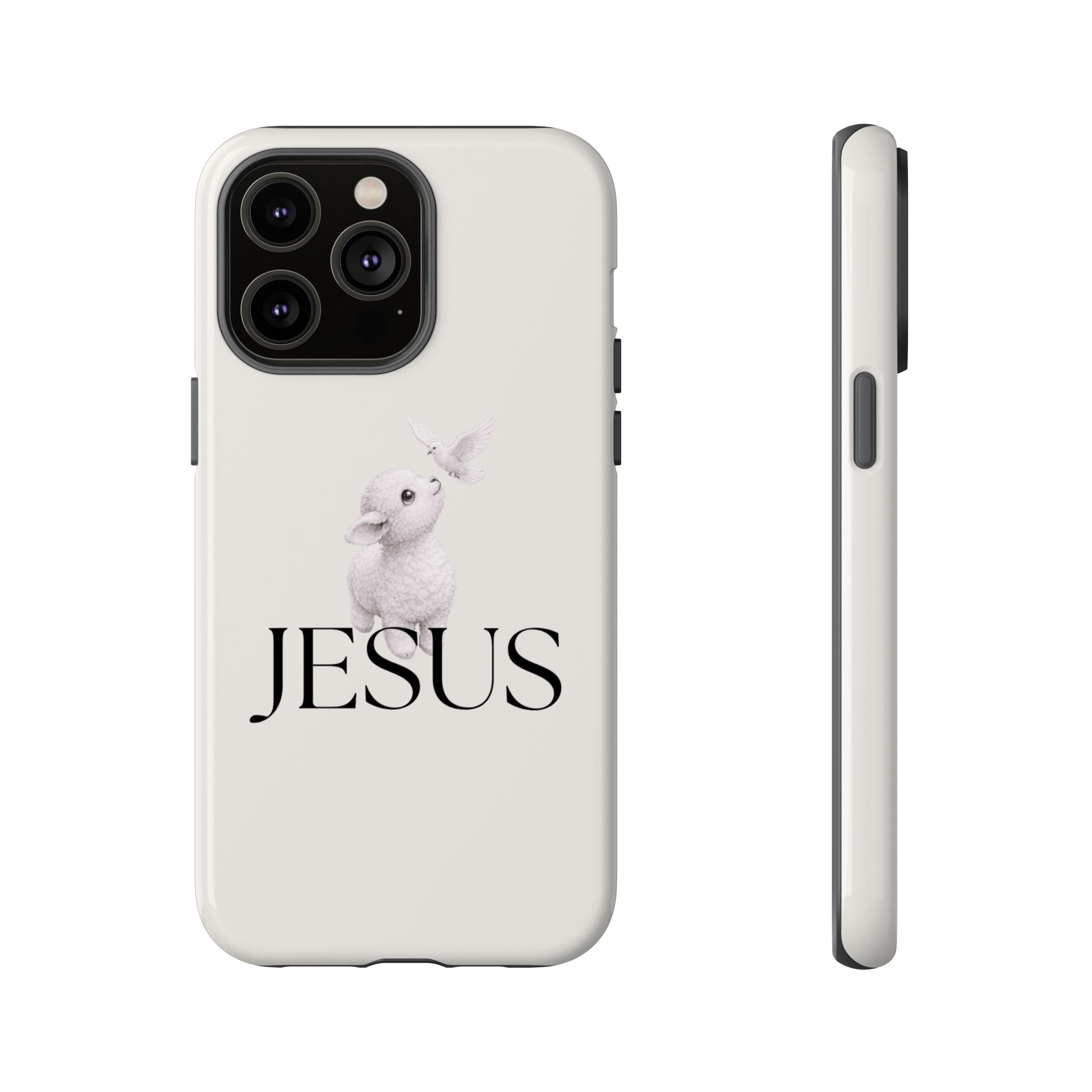 Jesus Lamb Phone Case - Christian Faith iPhone Case with Dove Design