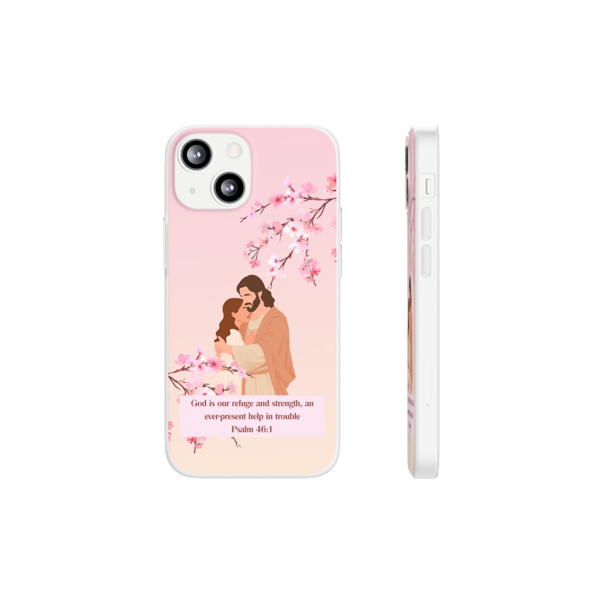 God Is Our Refuge – Psalm 46:1 Cherry Blossom Christian Flexi Phone Case
