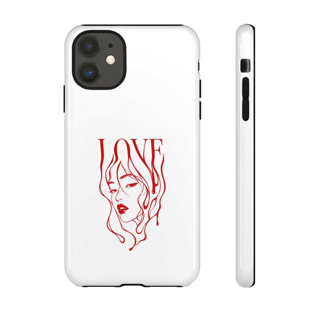 Red Line Art 'Love' Face Design - Tough Case