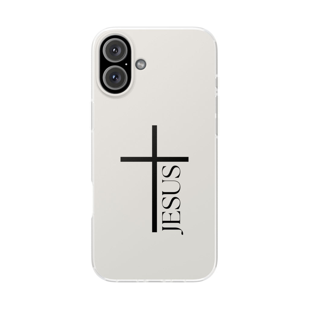 Christian Cross Phone Case - JESUS Vertical Minimalist iPhone Cover