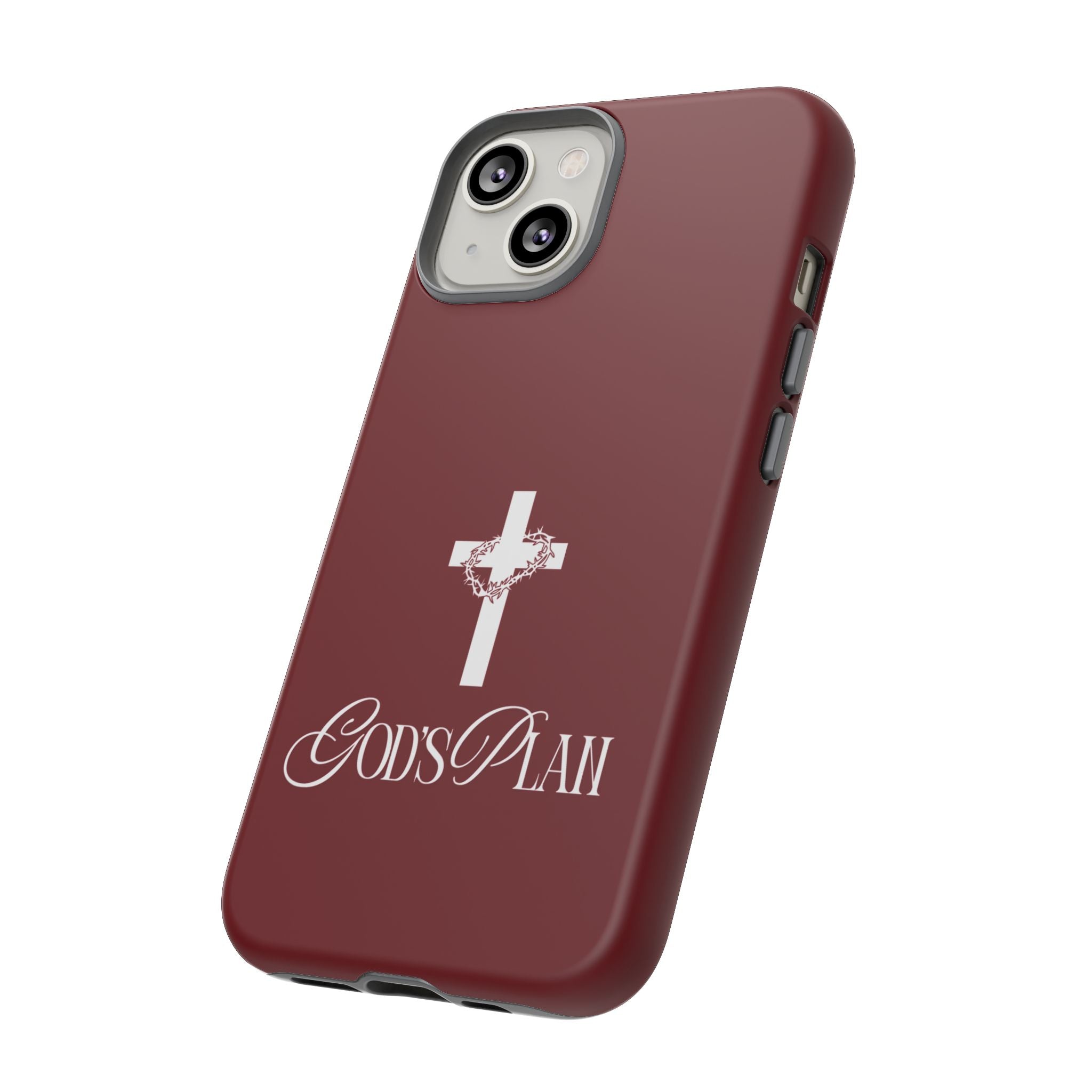 God's Plan — Christian Tough Phone Case | Cross Faith Burgundy Cover