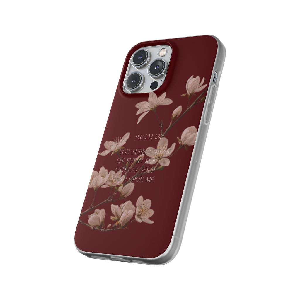 Floral Psalm Phone Case — Psalm 139 Scripture Cherry Blossom iPhone Cover