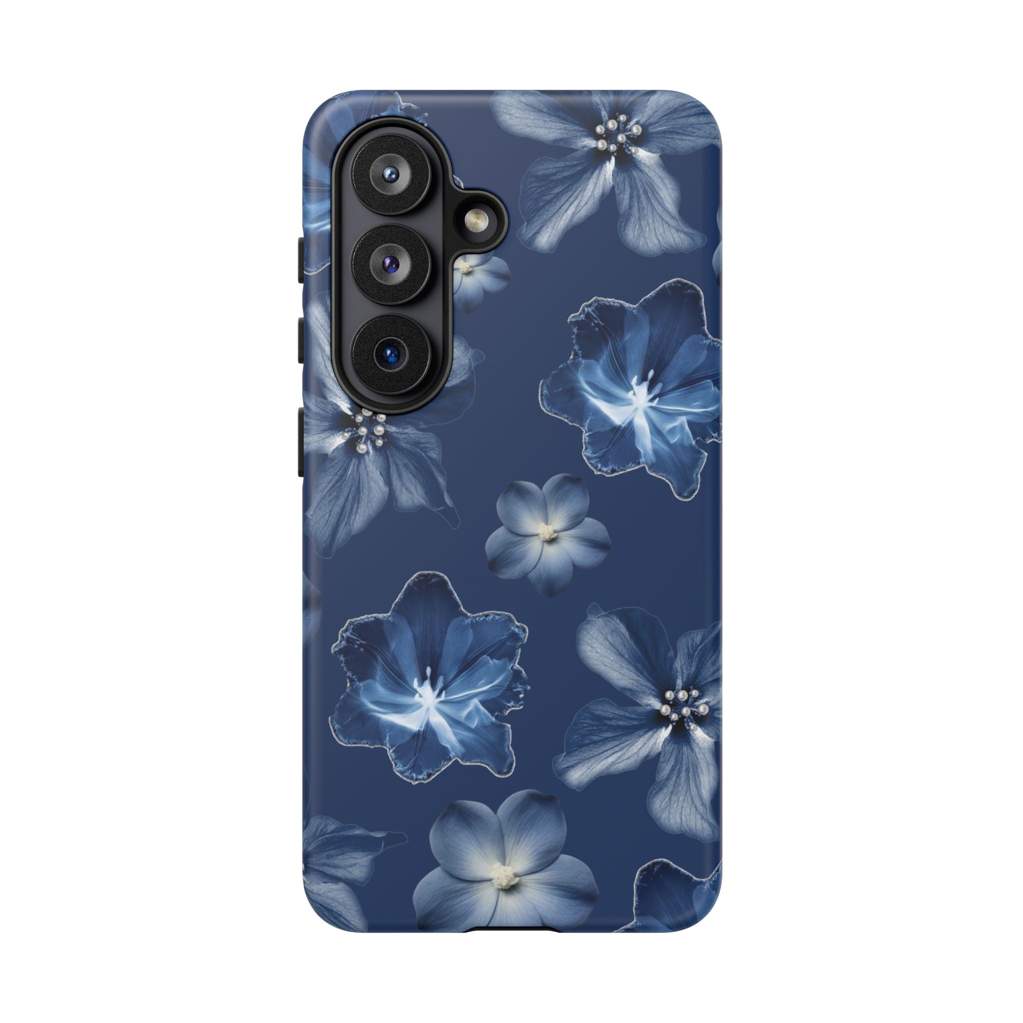 Navy Floral Tough Phone Case — Blue Bloom Protective Cover