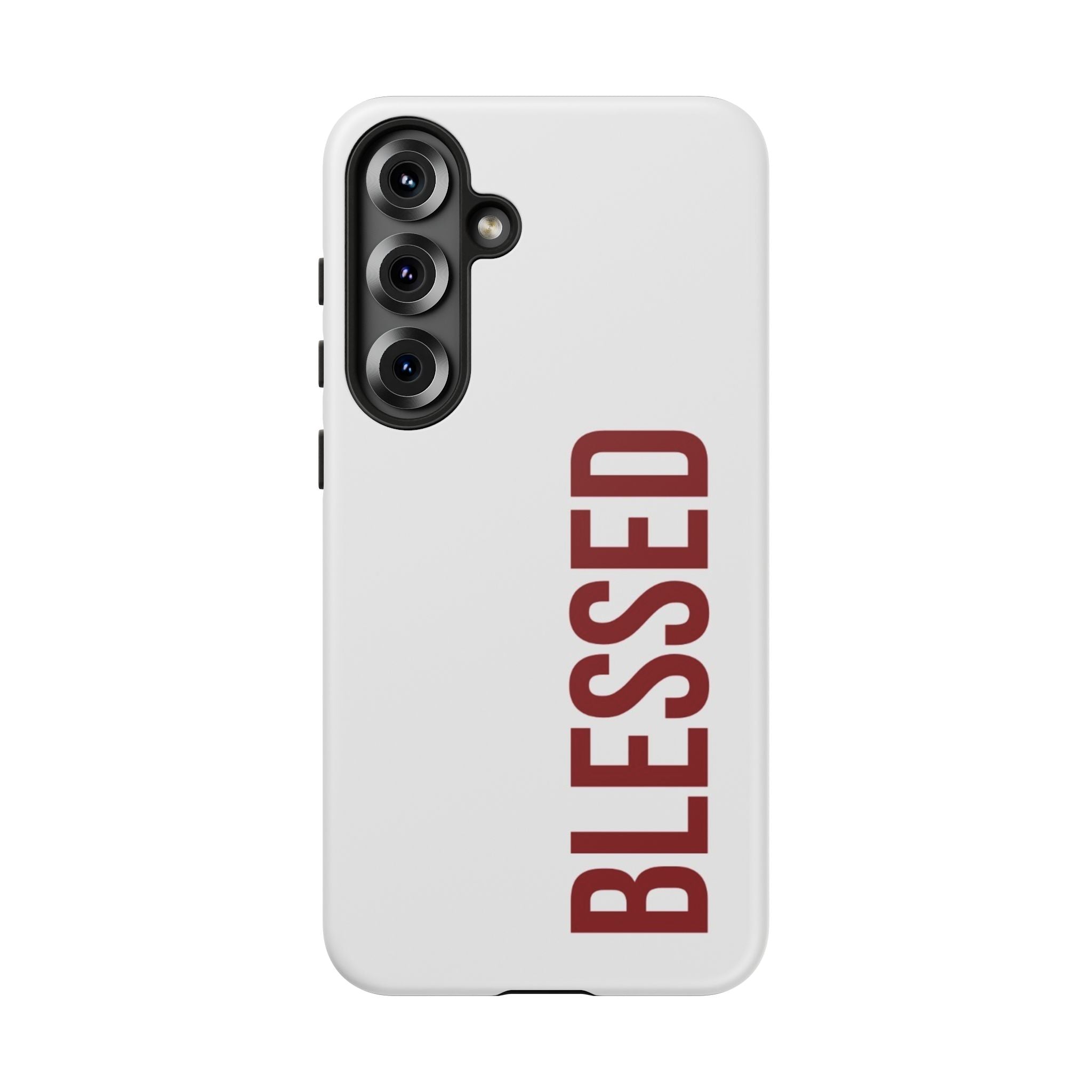 Blessed Vertical Phone Case — Protective Slim iPhone Cover with Red 'BLESSED' Text