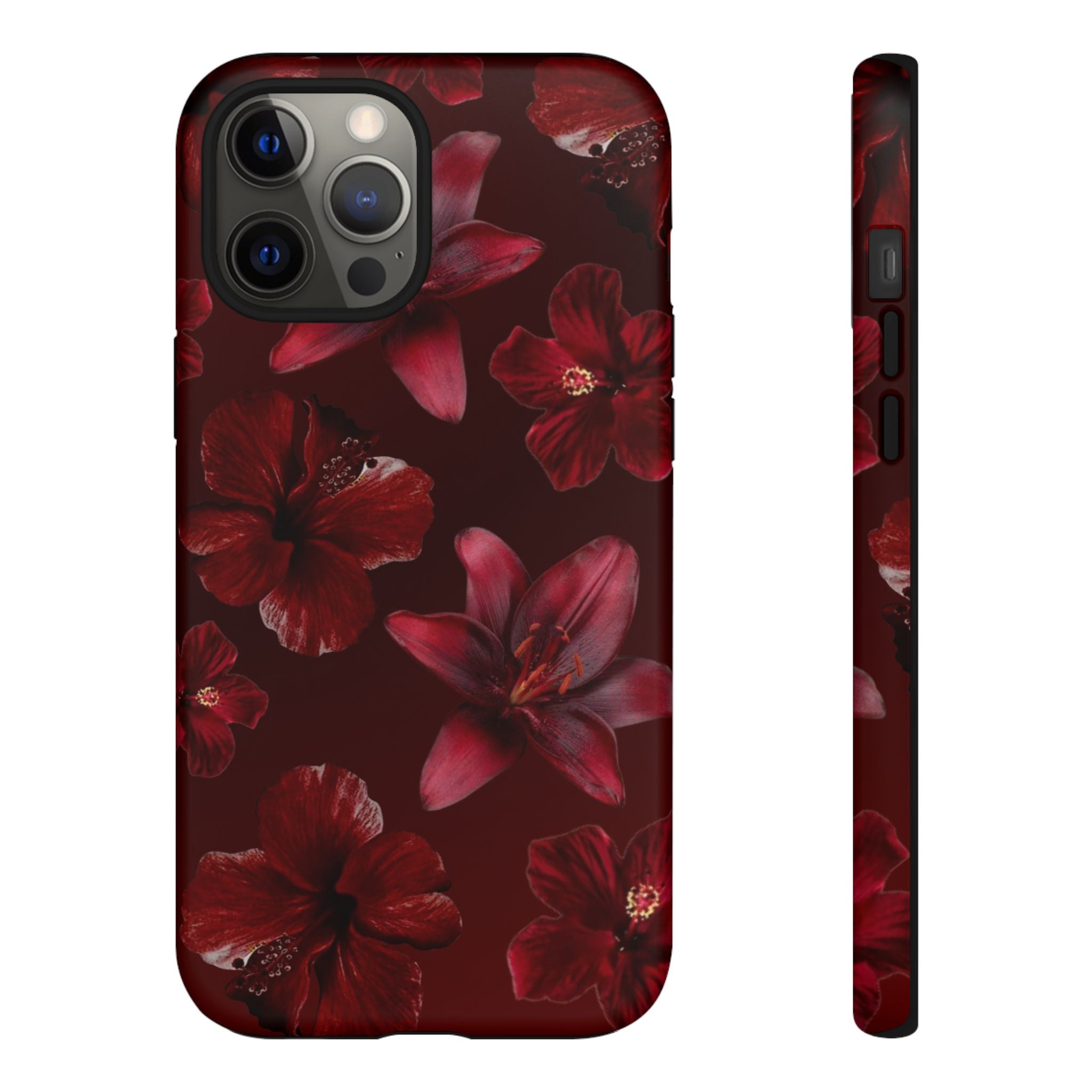 Tough Cases - Dark Red Floral Phone Case