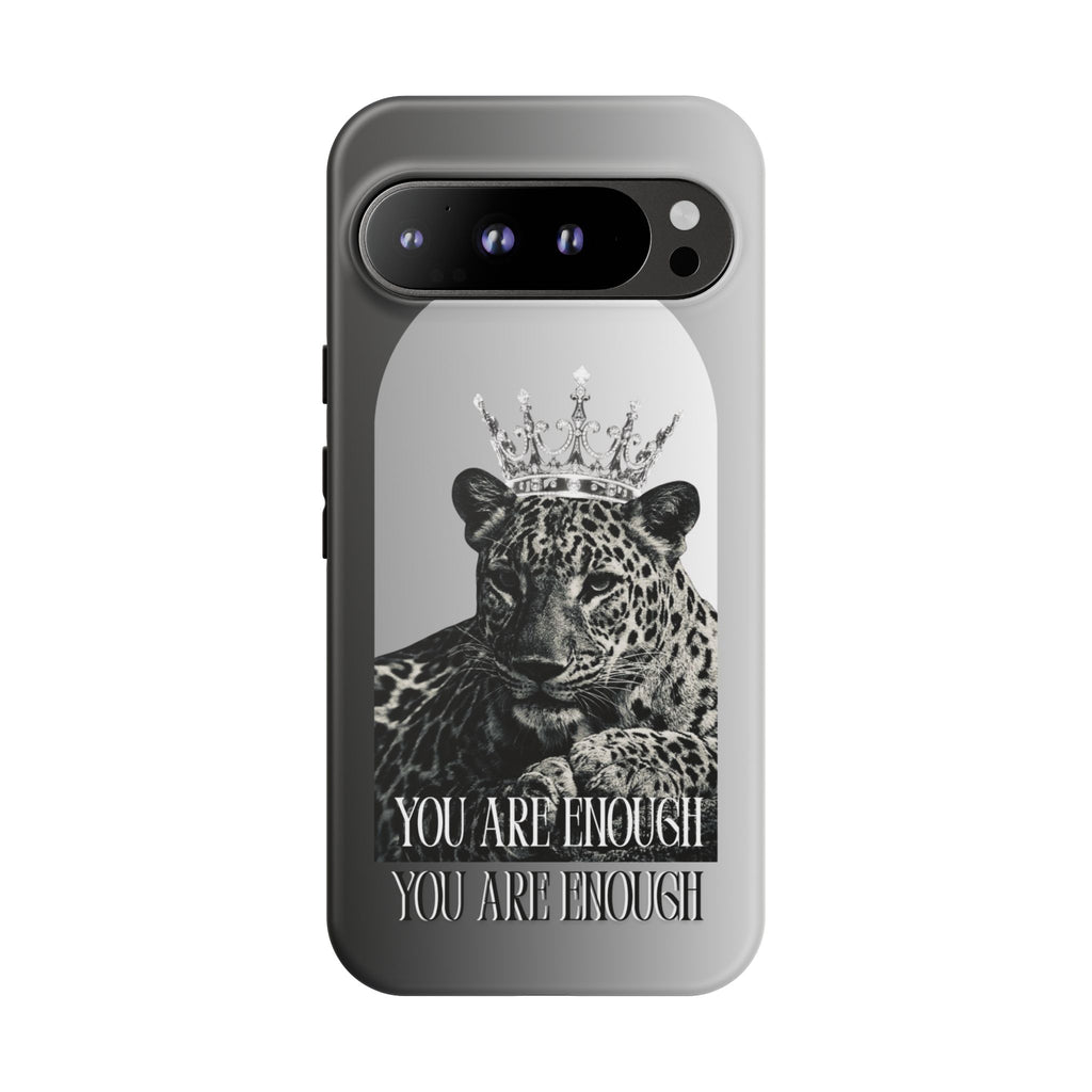 Leopard Crown Phone Case — "You Are Enough" Inspirational Protective Cover
