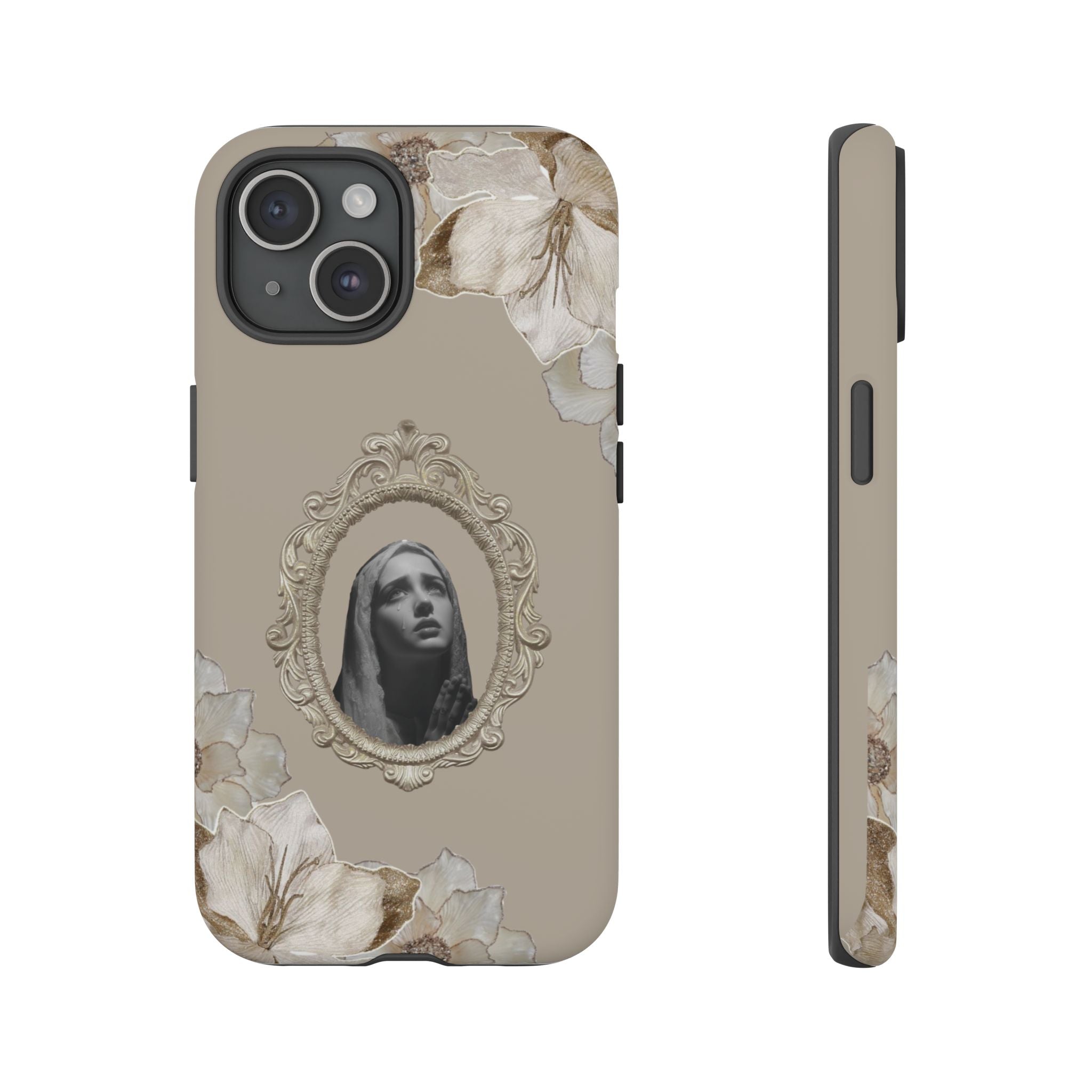 Vintage Floral Phone Case with Sacred Madonna Portrait