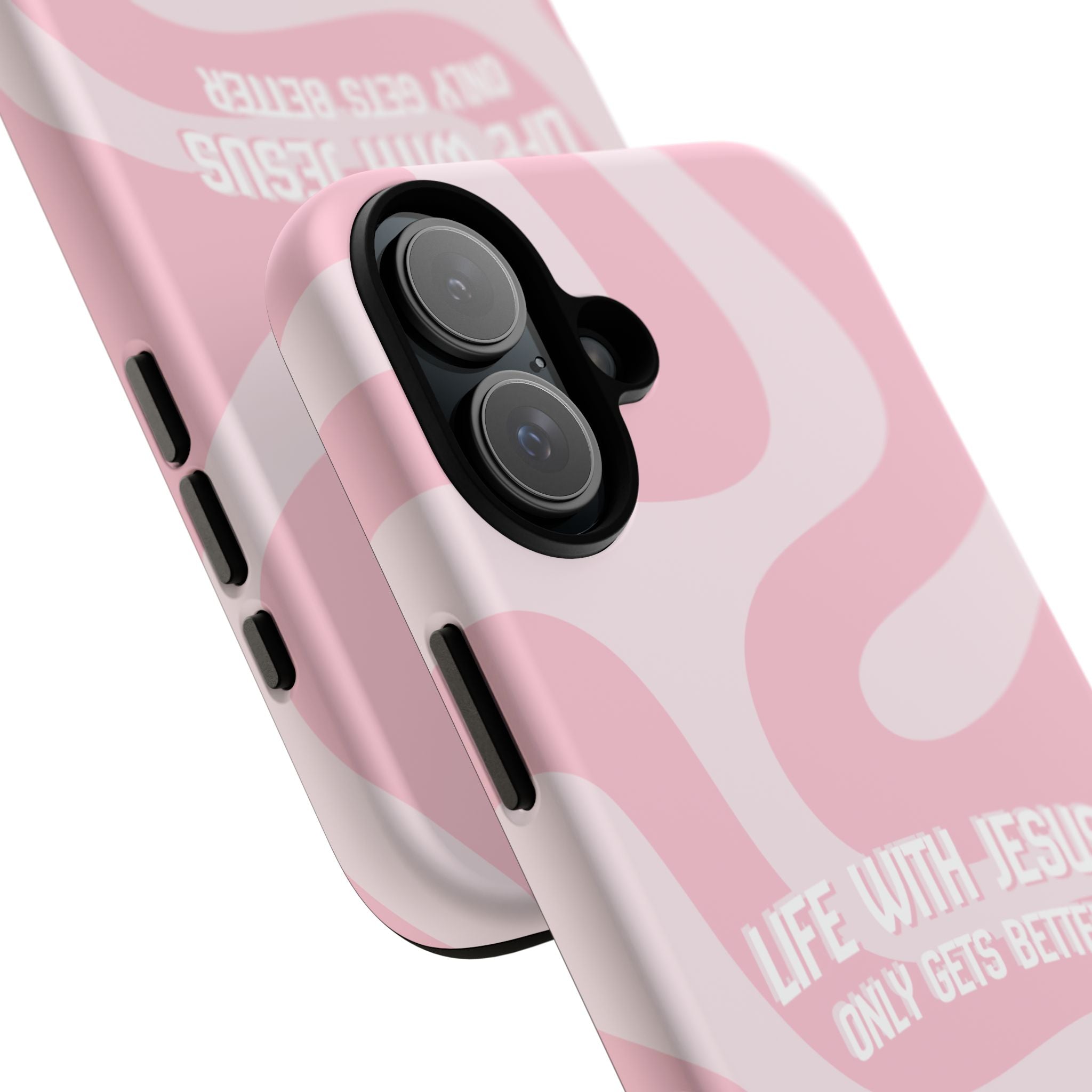 Pink Swirl Phone Case - "Life With Jesus Only Gets Better" Christian iPhone Cover