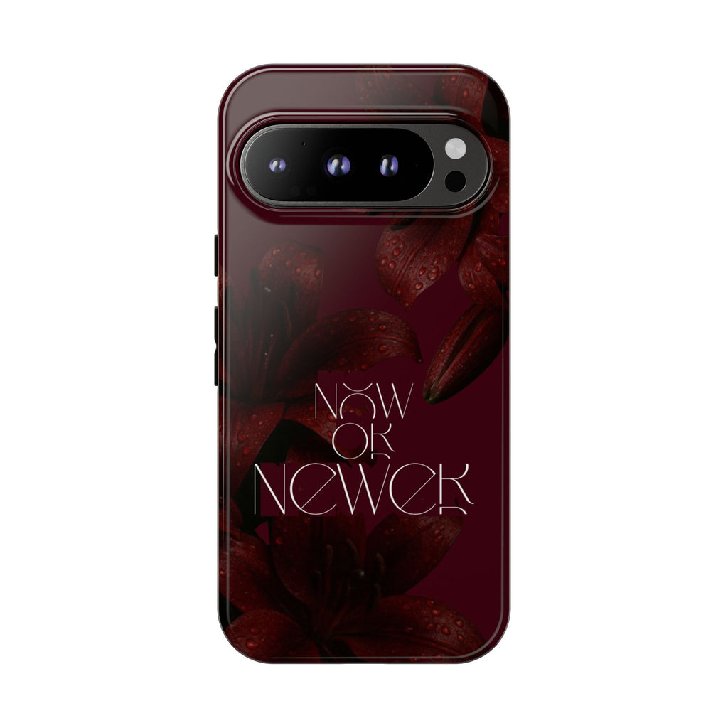 Tough Cases – Burgundy Floral “Now or Never” Protective Phone Case