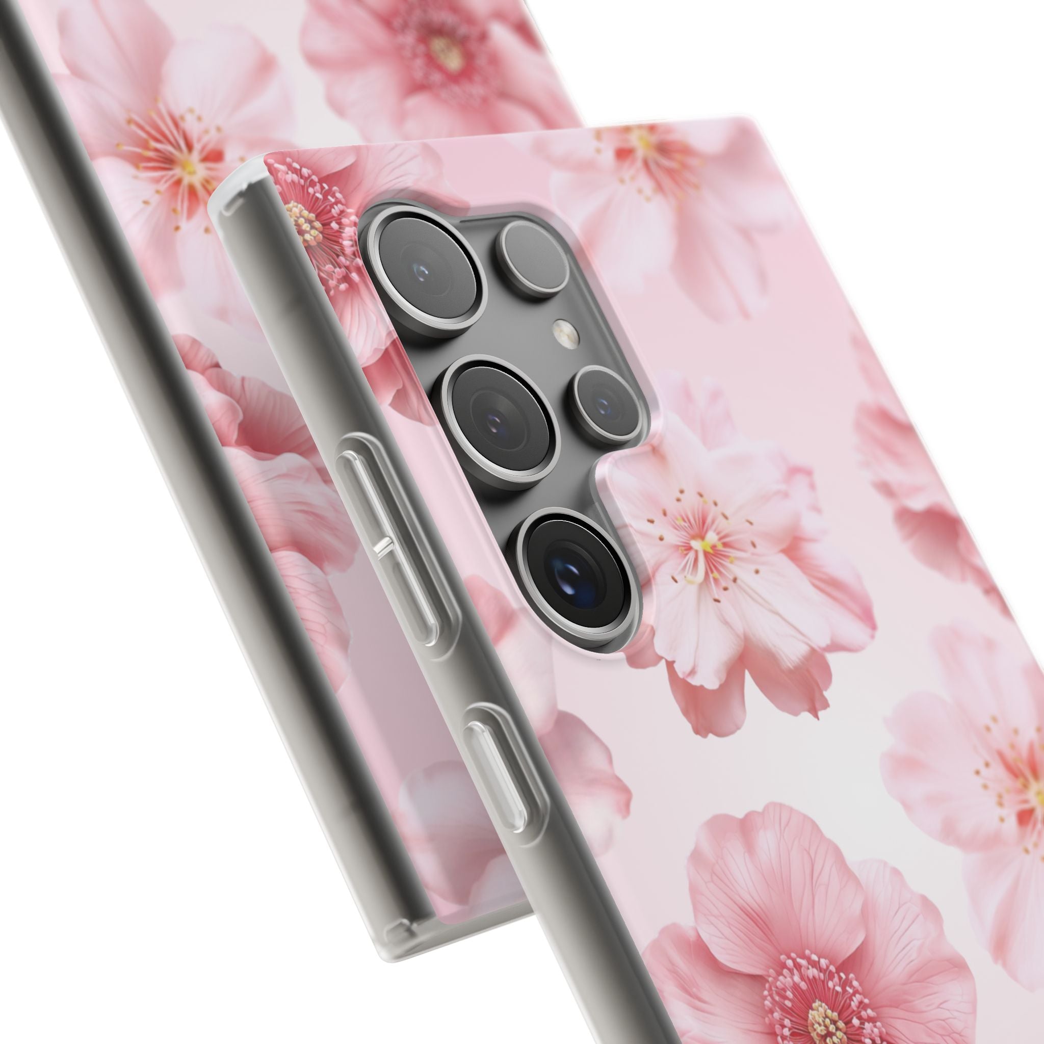 Pink Cherry Blossom Phone Case — Floral Slim Flexi Case for iPhone