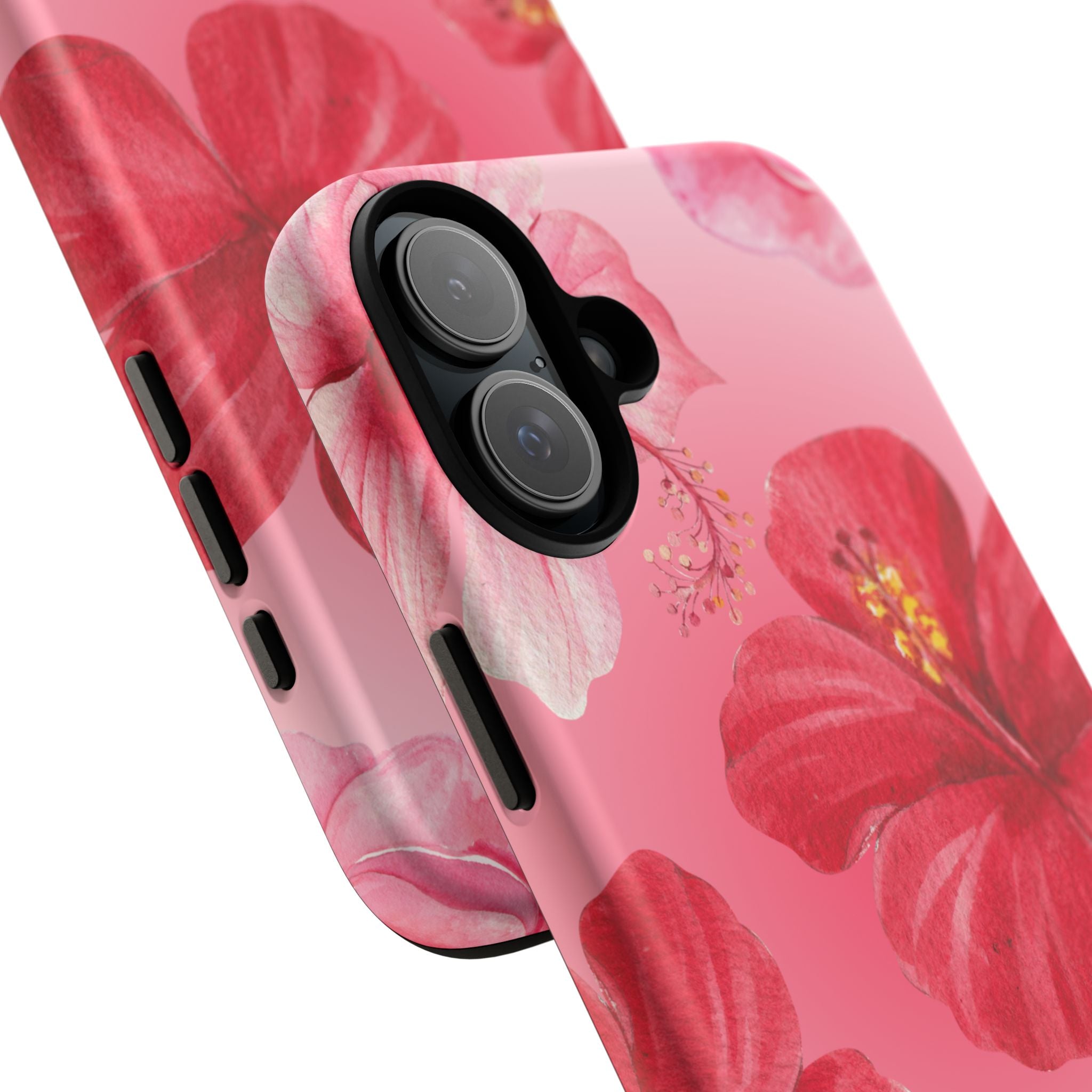 Hibiscus Pink Tough Phone Case — Floral Tropical Protective Cover