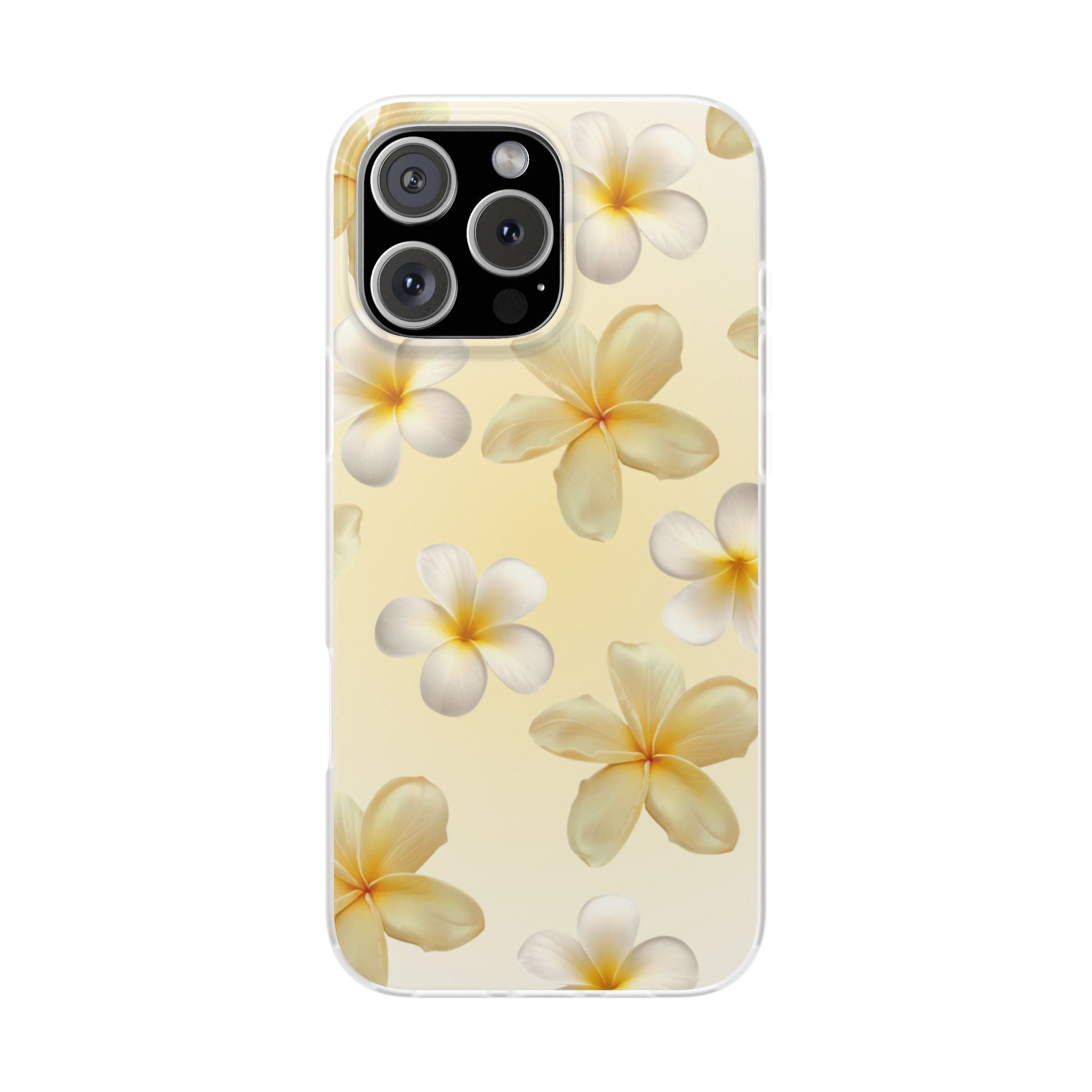 Plumeria Floral Flexi Phone Case — Tropical Yellow Flower Protective Cover
