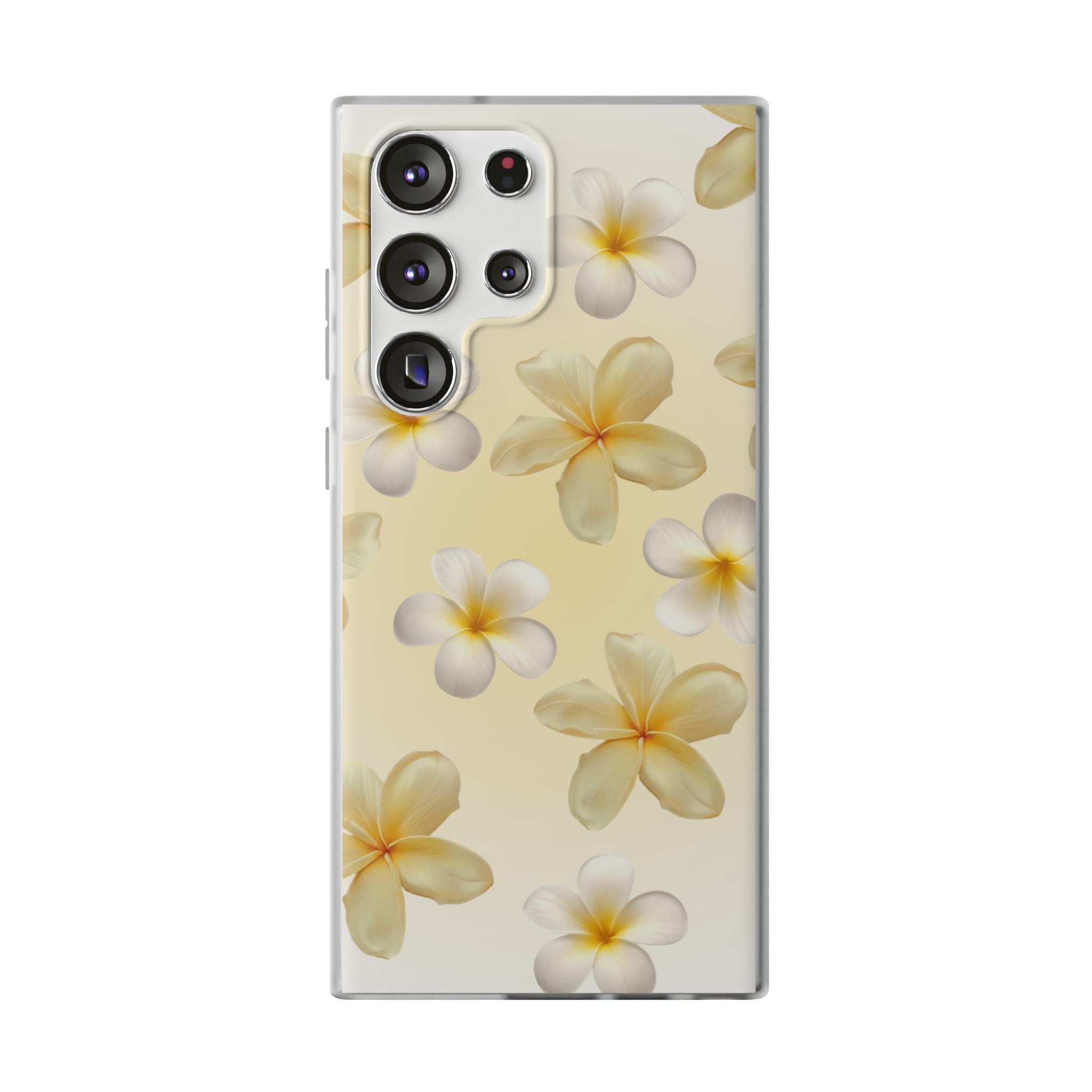 Plumeria Floral Flexi Phone Case — Tropical Yellow Flower Protective Cover