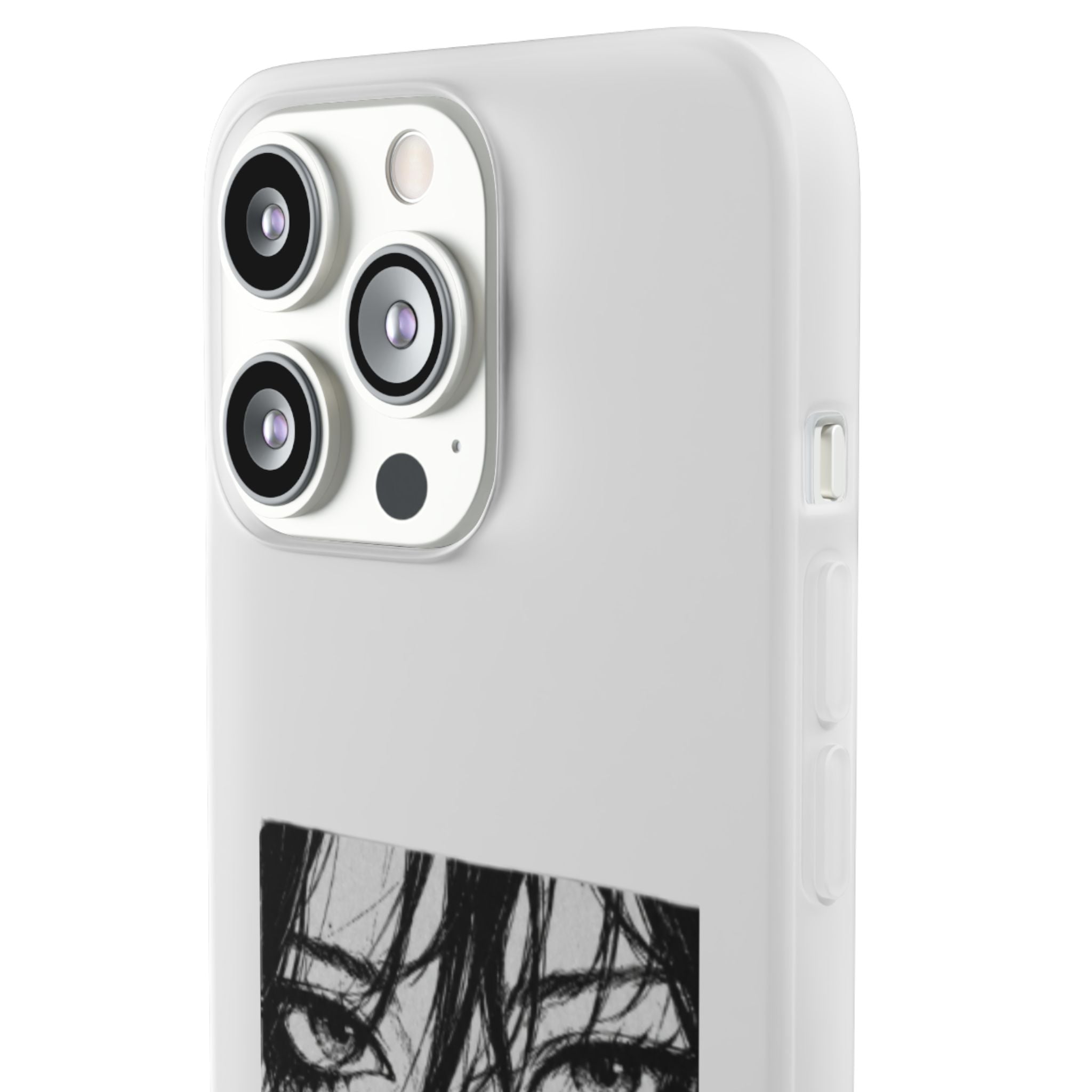 Anime Eyes Illustration Phone Case - Moody Black & White Flexi Case