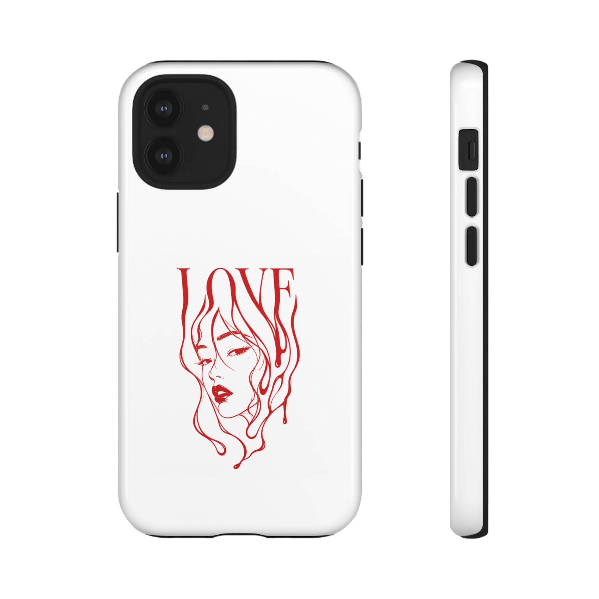 Red Line Art 'Love' Face Design - Tough Case