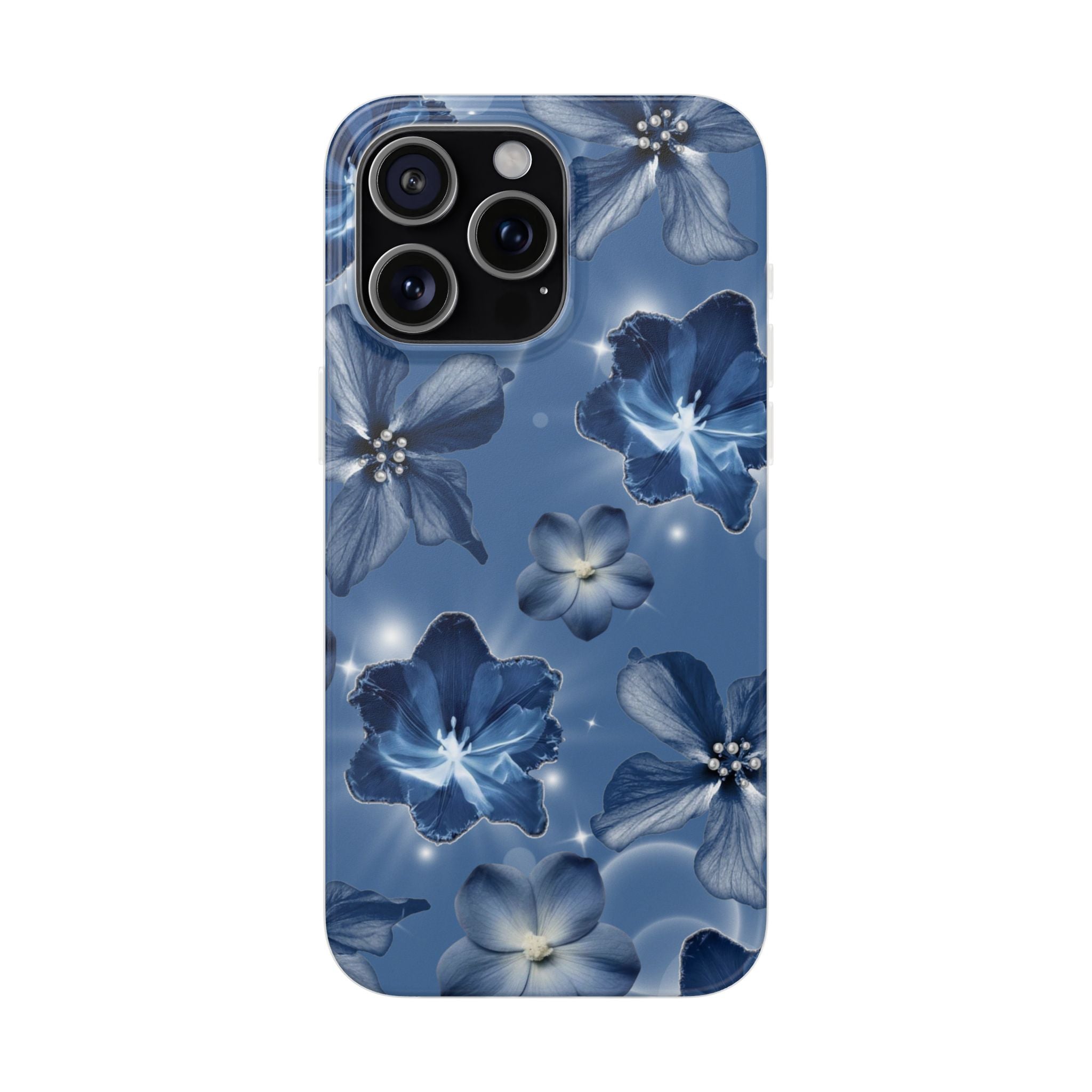 Blue Floral Phone Case — Soft Blue Blossoms Pattern for iPhone