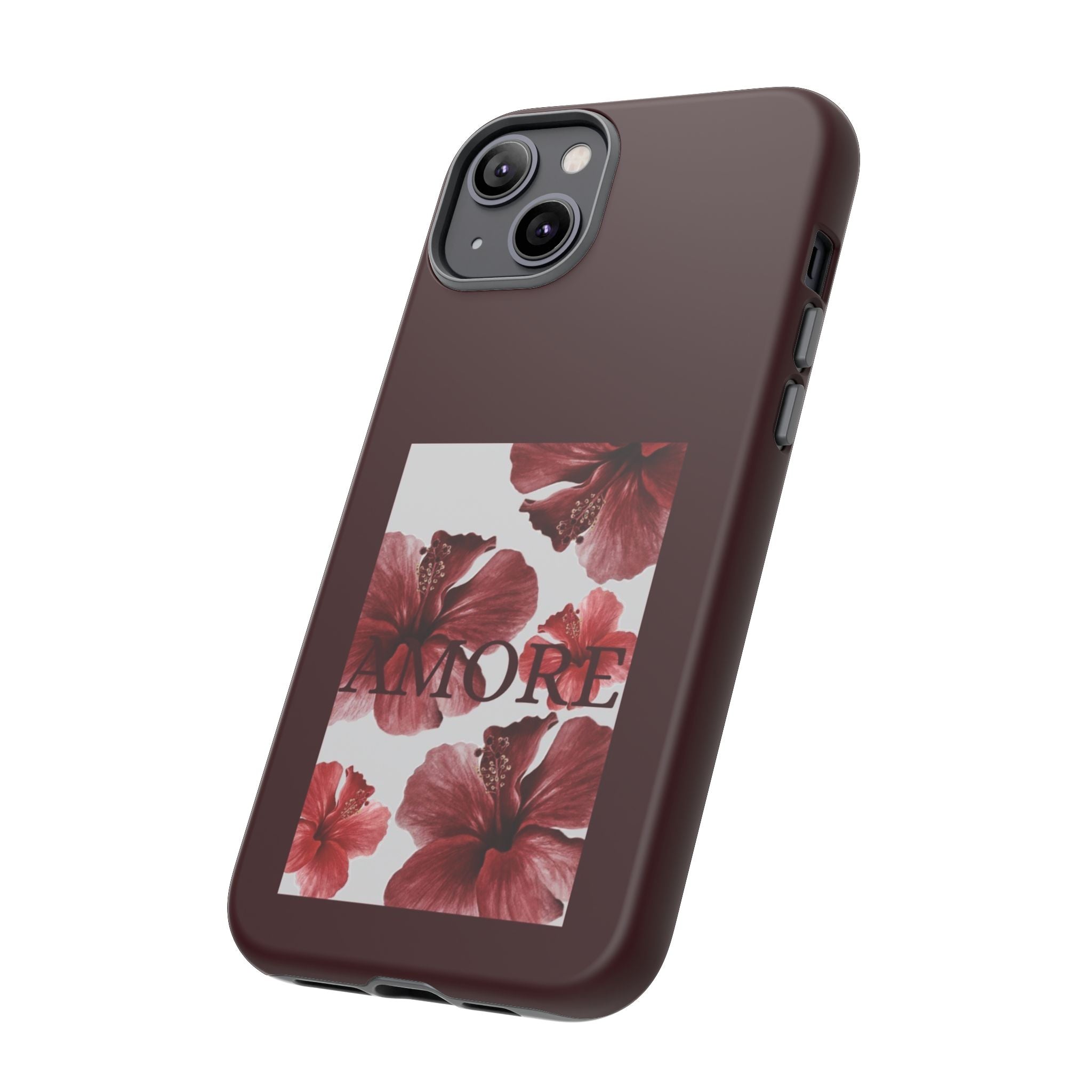 Amore Floral Phone Case — Burgundy Tough Protective Cover