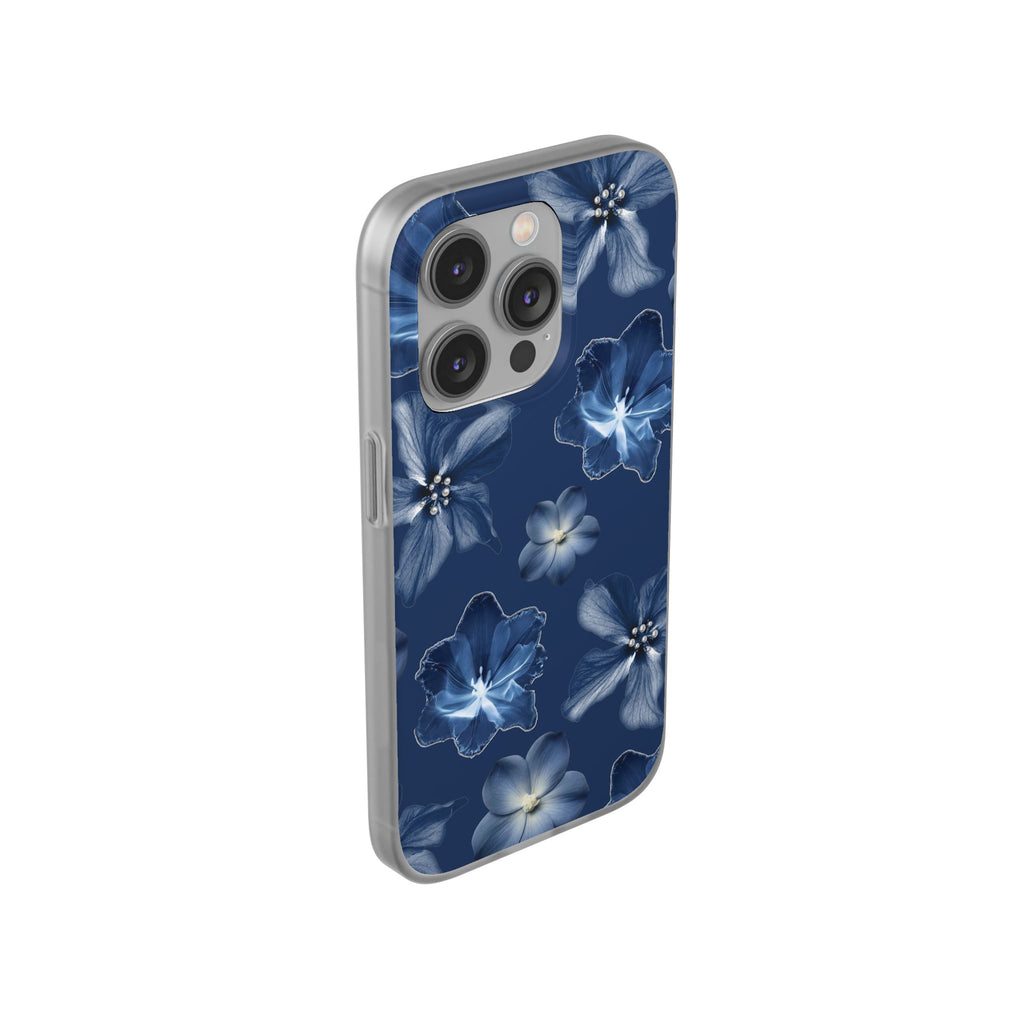 Floral Blue Phone Case — Navy Watercolor Blossom Flexi Case