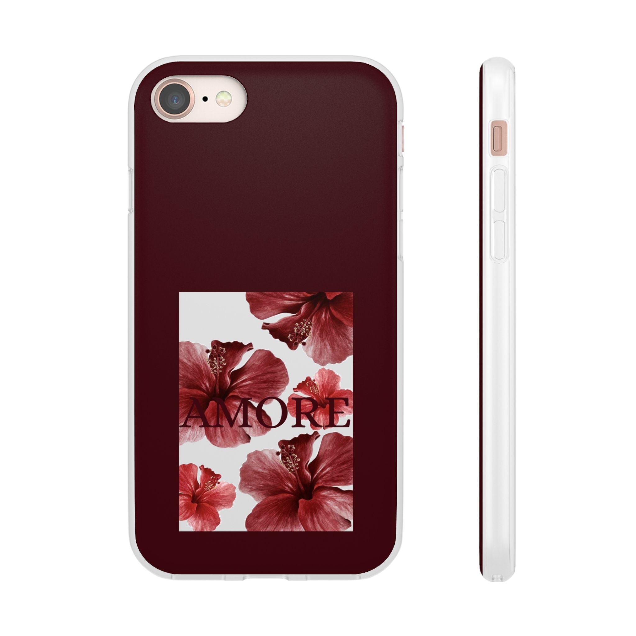 Floral Amore Phone Case — Burgundy Hibiscus Flexible Protection