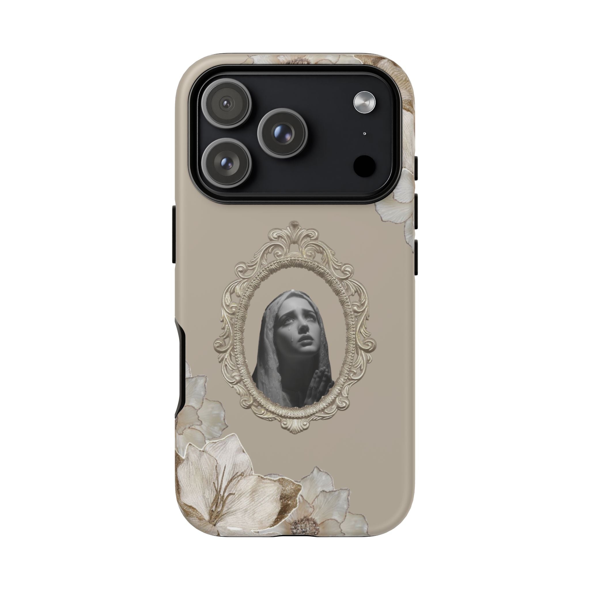 Vintage Floral Phone Case with Sacred Madonna Portrait