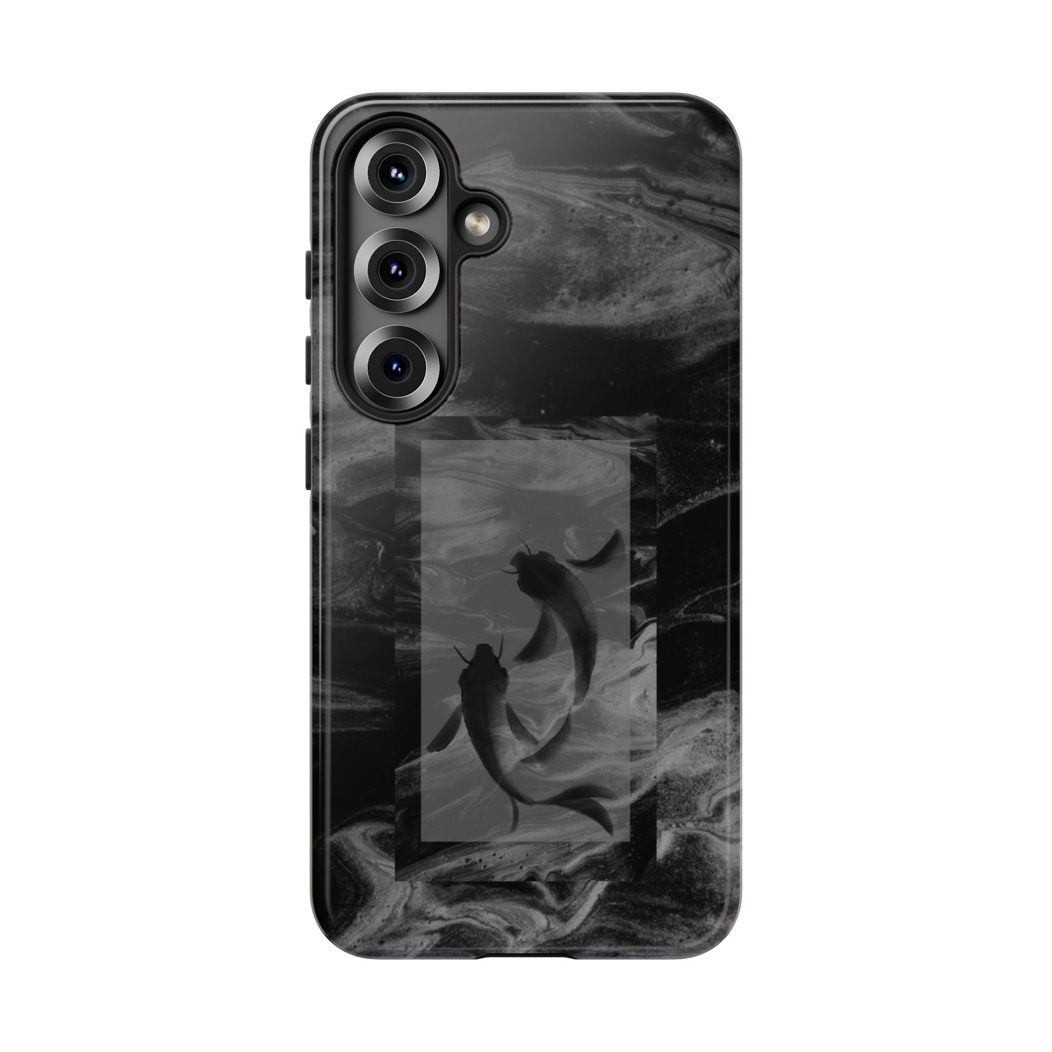 Koi Yin-Yang Marble Phone Case – Black Smoky Art Protection