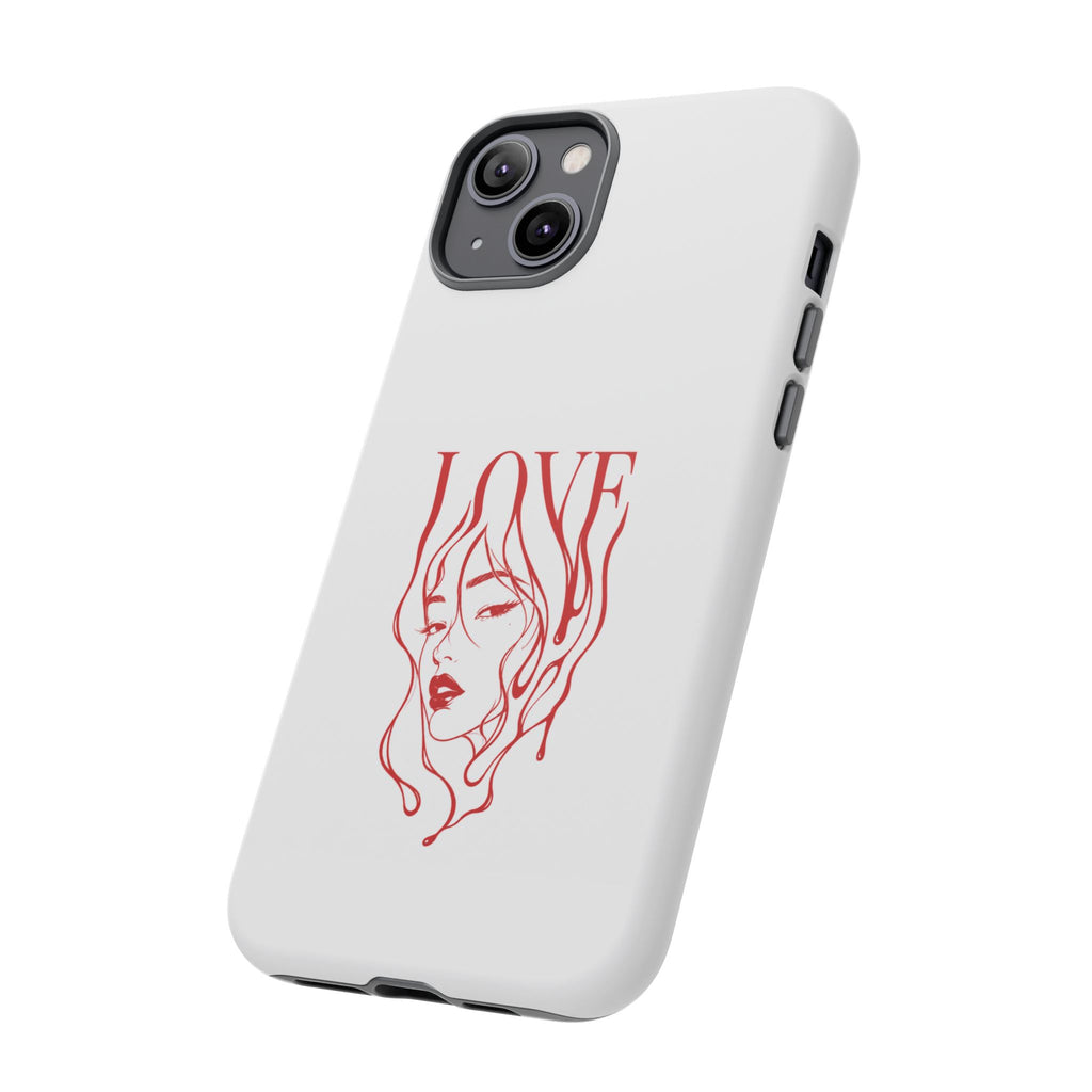 Red Line Art 'Love' Face Design - Tough Case