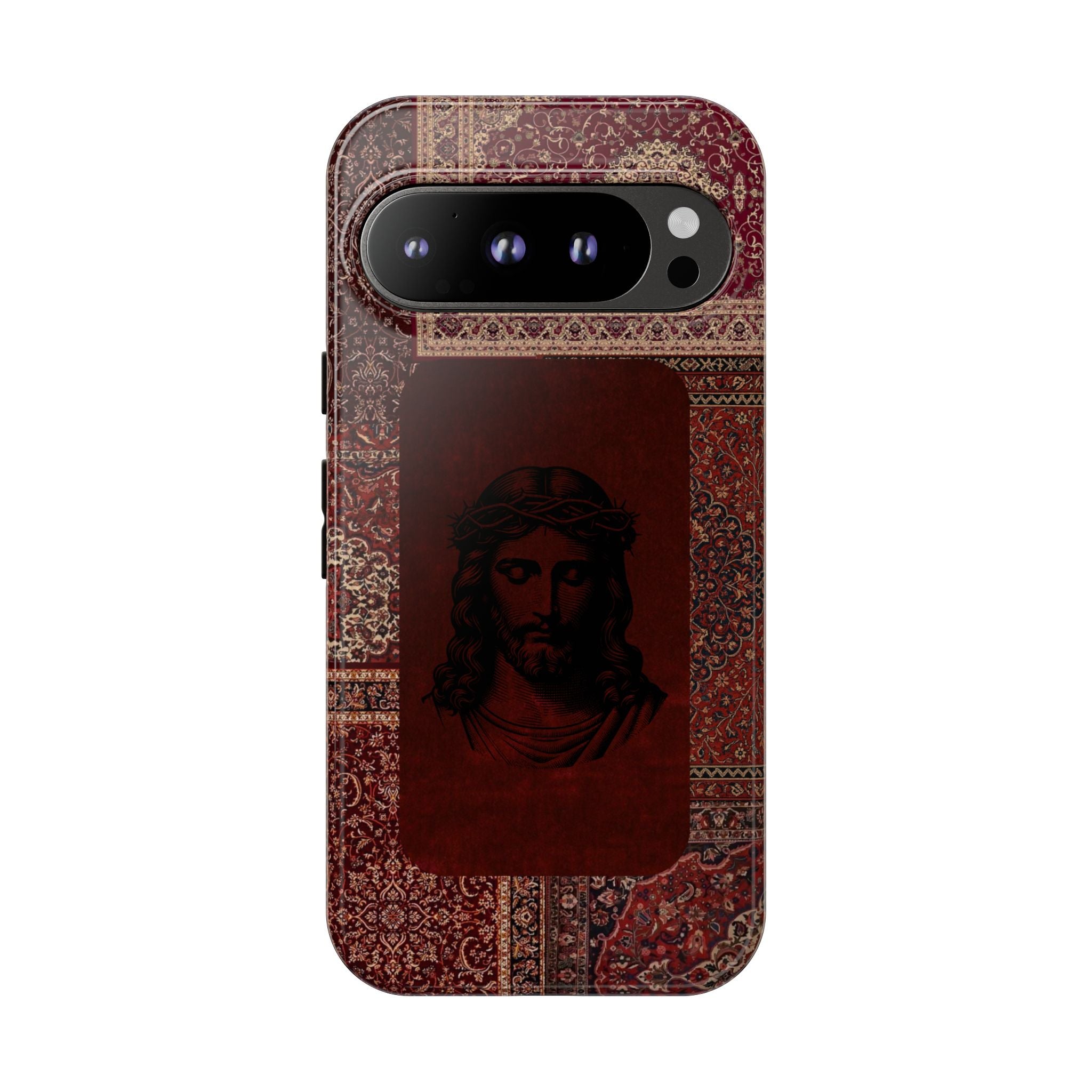 Religious Vintage Rug Phone Case — Jesus Portrait Tough Case