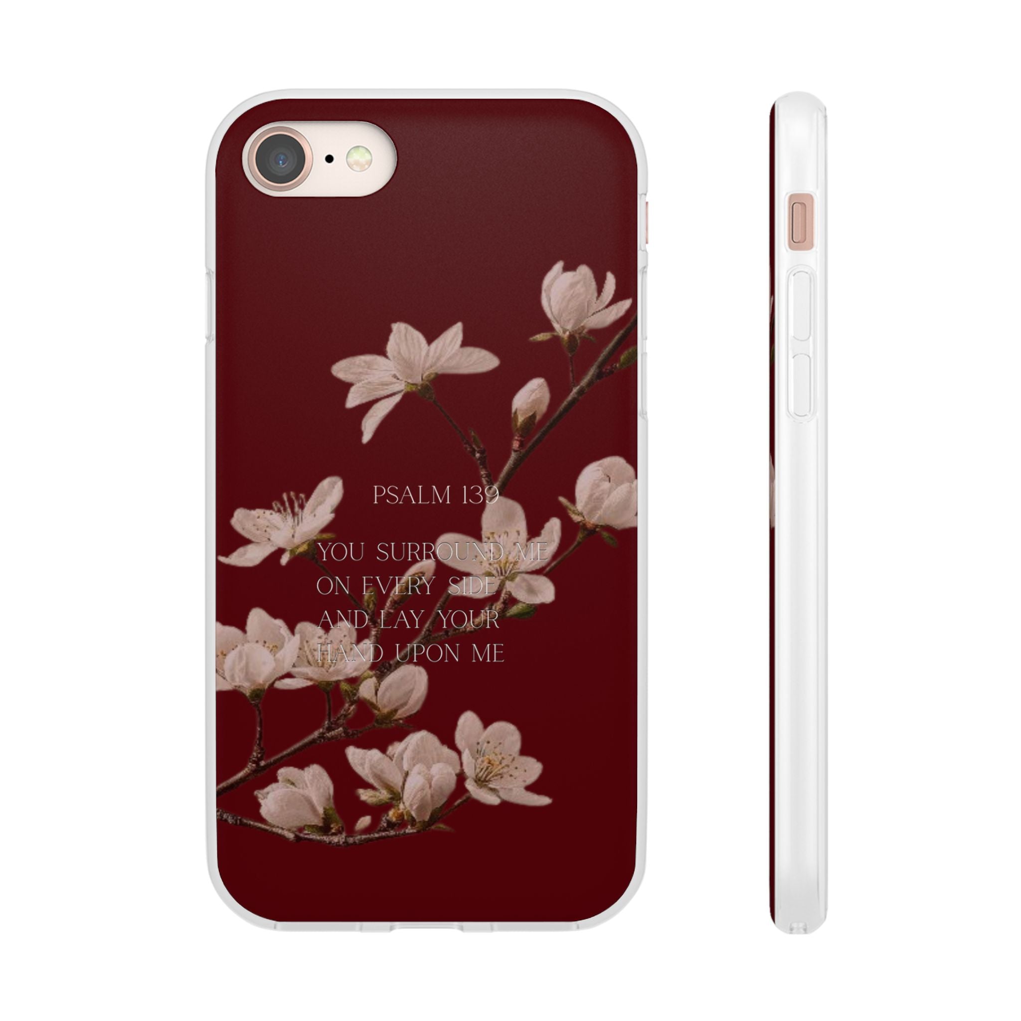Floral Psalm Phone Case — Psalm 139 Scripture Cherry Blossom iPhone Cover